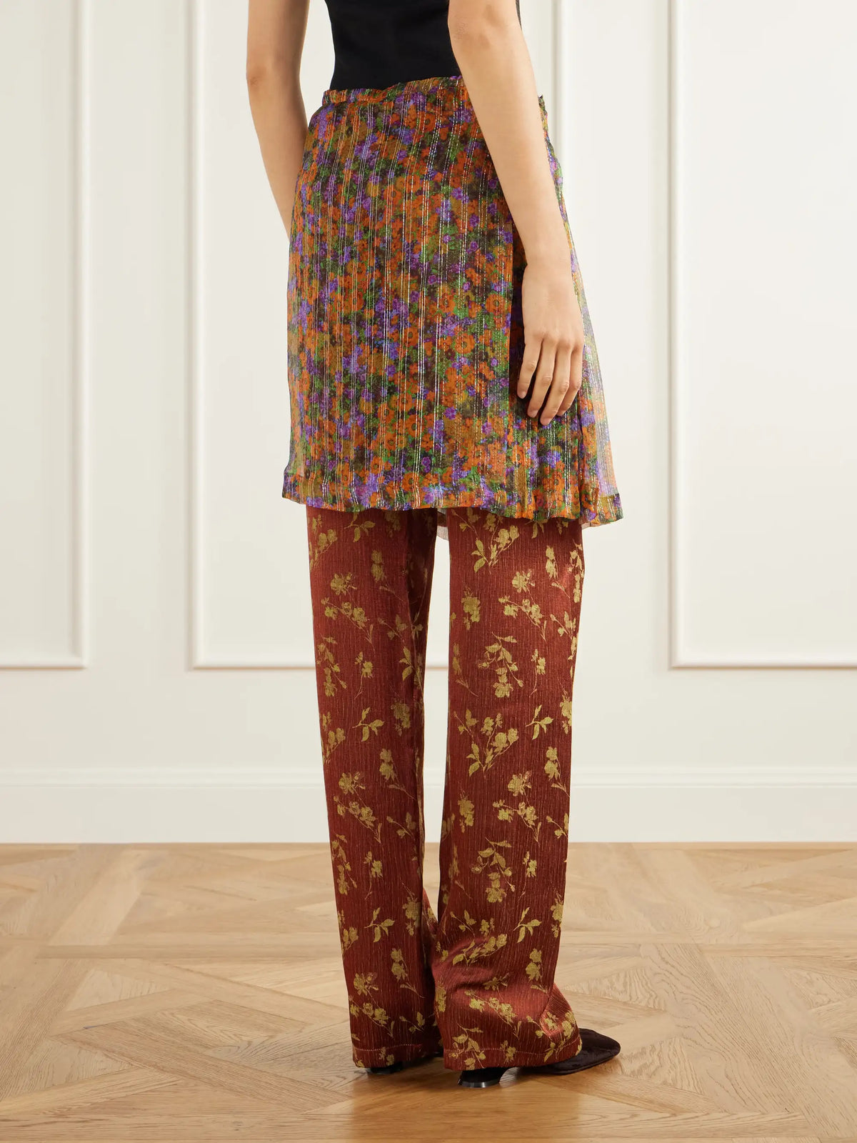 Dries Van Noten Floral-jacquard And Crepon Wide-leg Pants