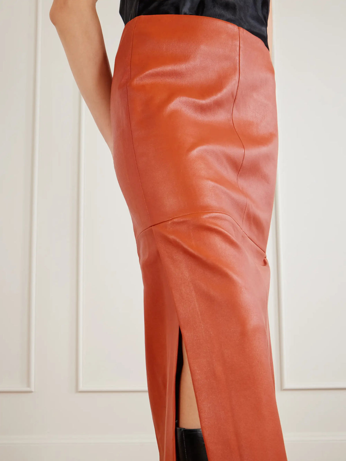 STOULS Winona Leather Midi Skirt