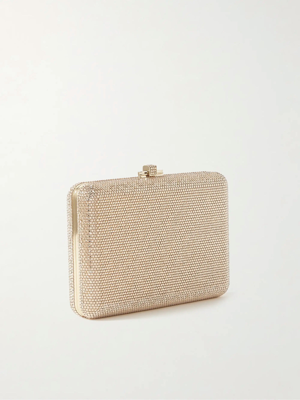 Slim Slide Crystal-embellished Gold-tone Clutch