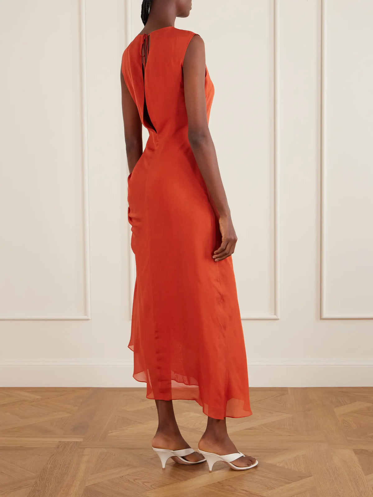 LIBEROWE Enya Gathered Silk-chiffon Midi Dress
