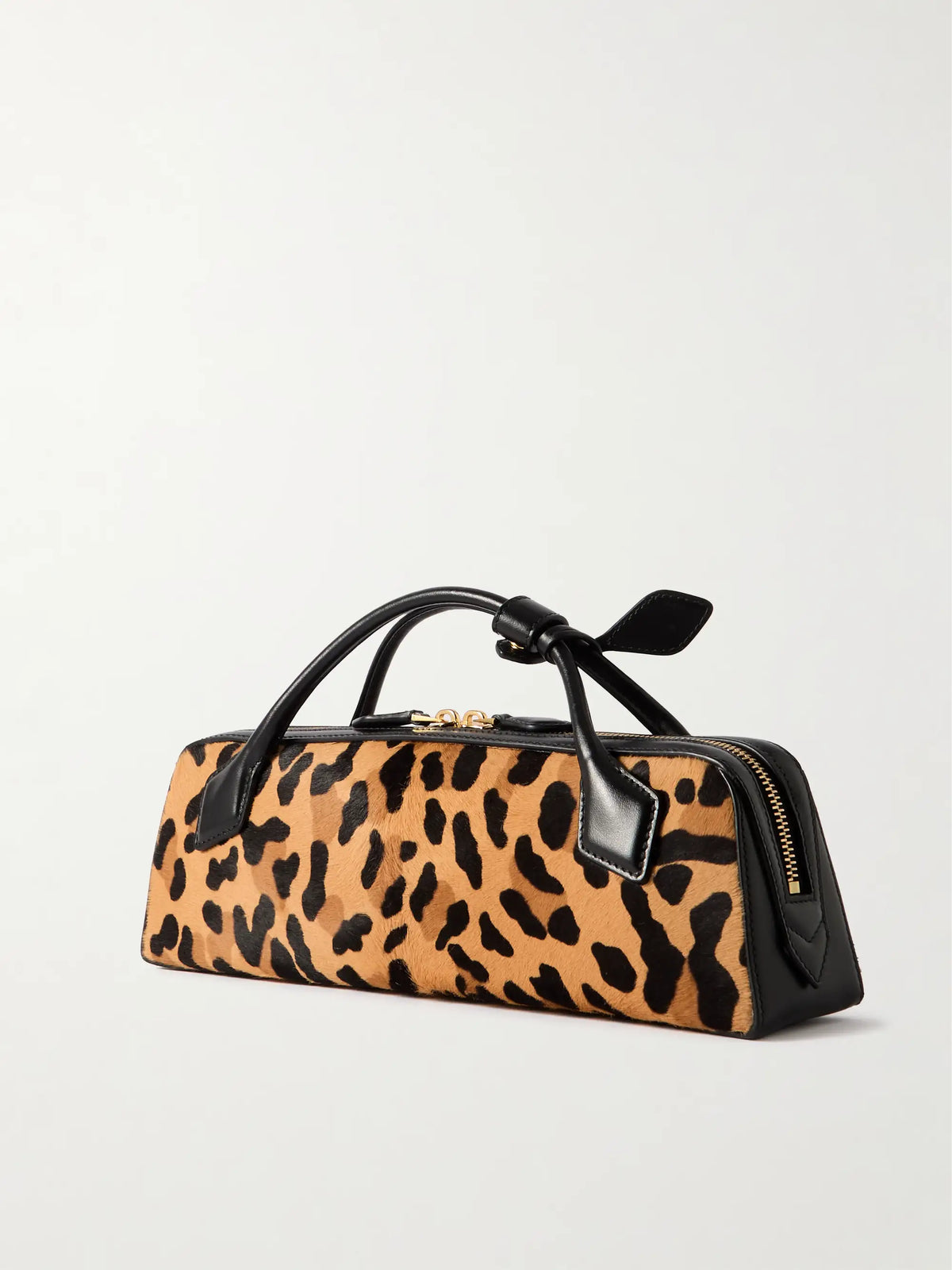 Le Teckel Leather-trimmed Leopard-print Calf Hair Clutch