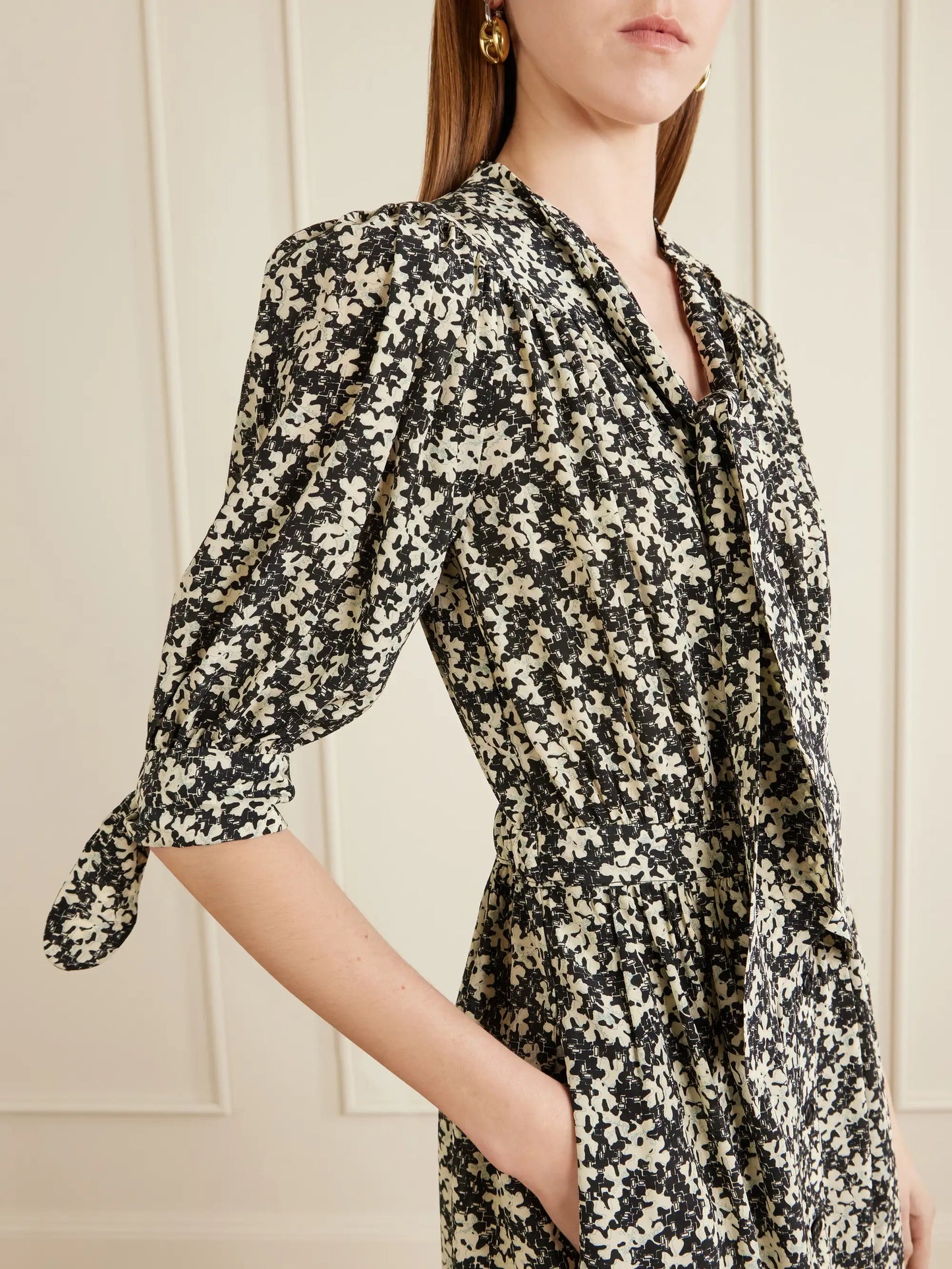 Lala Patterned Silk-crepe Midi Dress