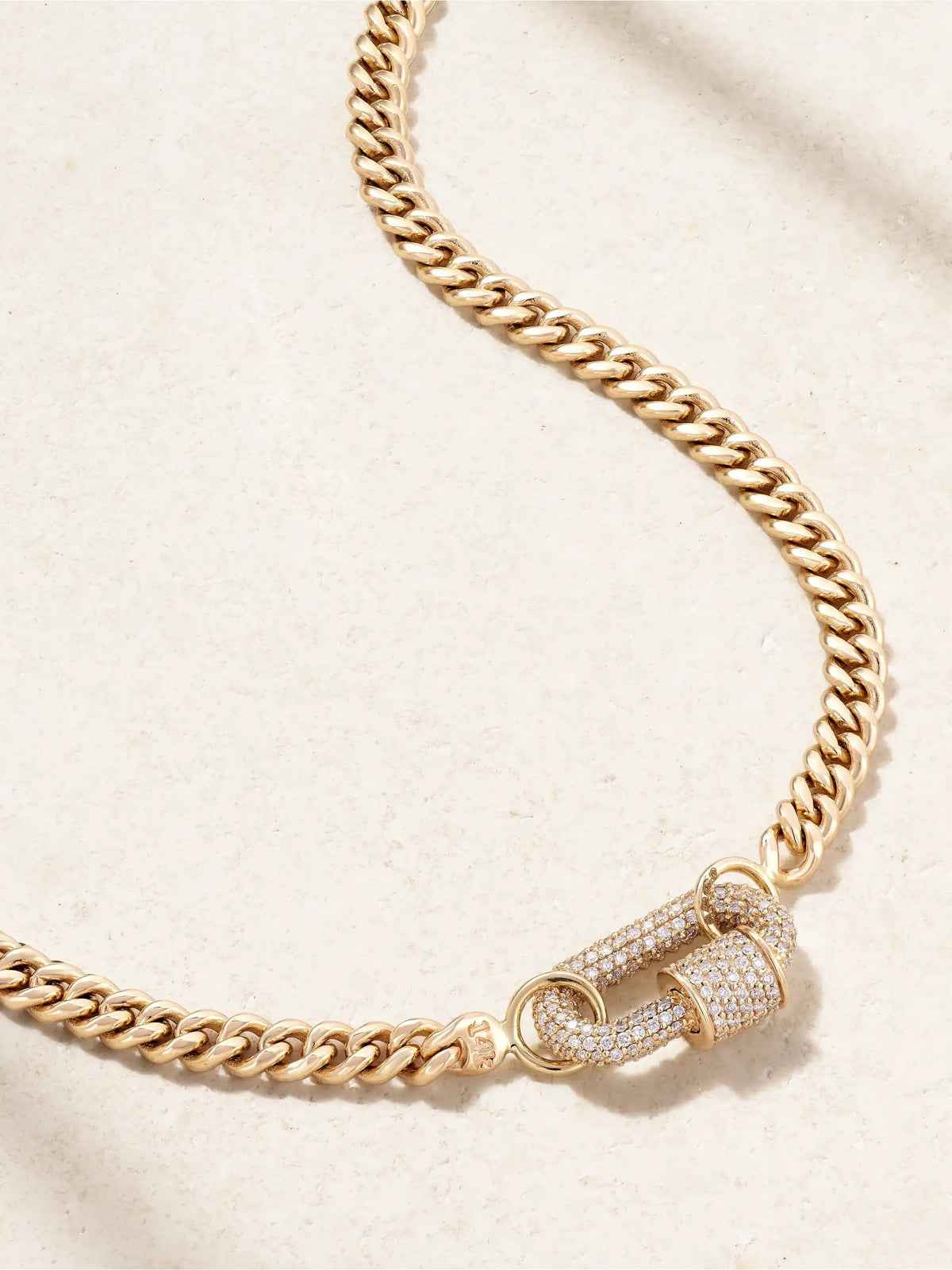 Allstone Chubby Babylock + Heavy Curb 14-karat Gold Diamond Necklace