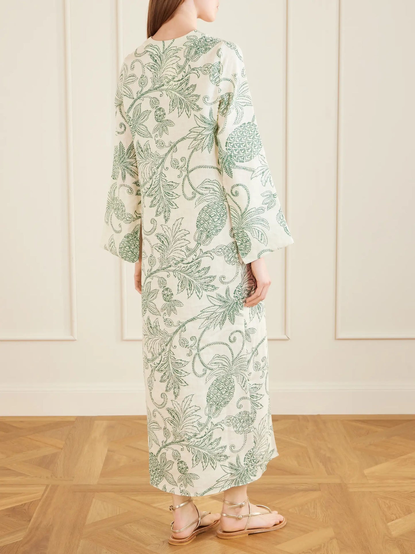 Theodora Printed Linen Maxi Dress