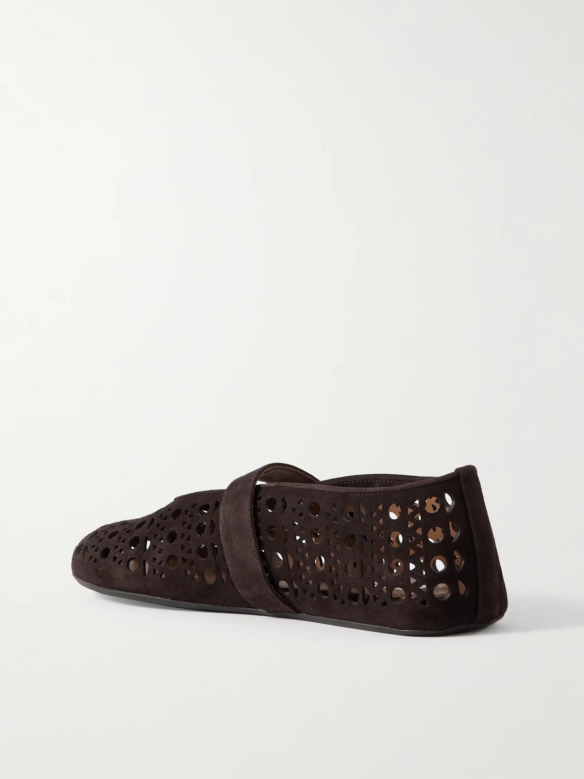 Perforated Suede Ballet Flats