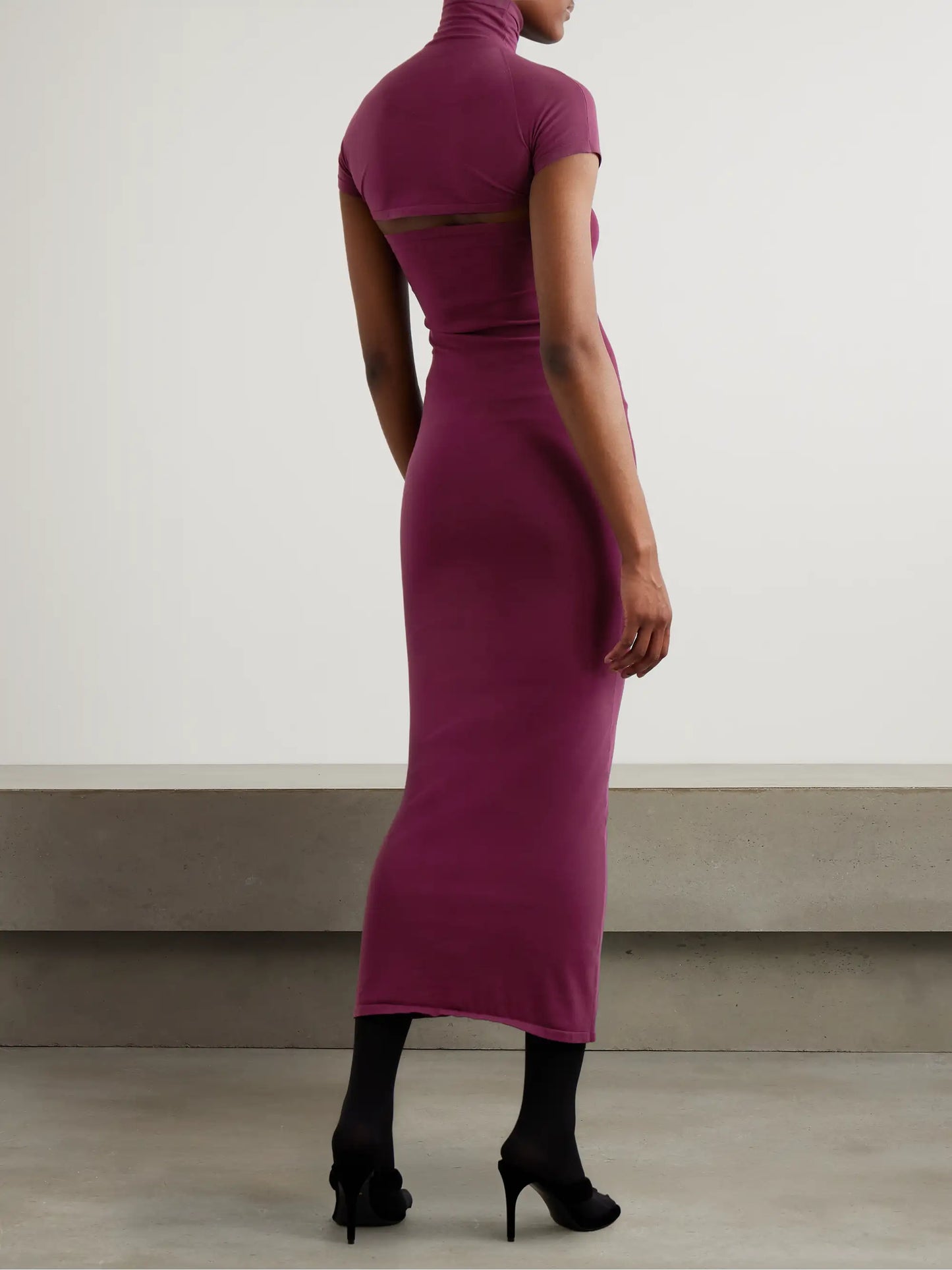 Stretch-jersey Turtleneck Midi Dress