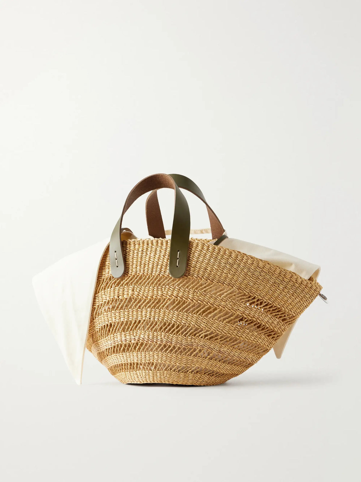 Chantelle Leather-trimmed Raffia Tote