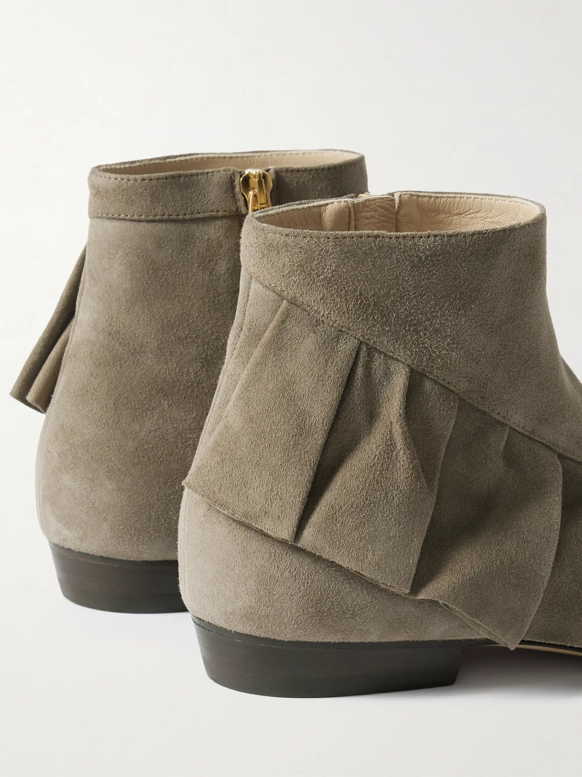 Ruffled Suede Ankle Boots