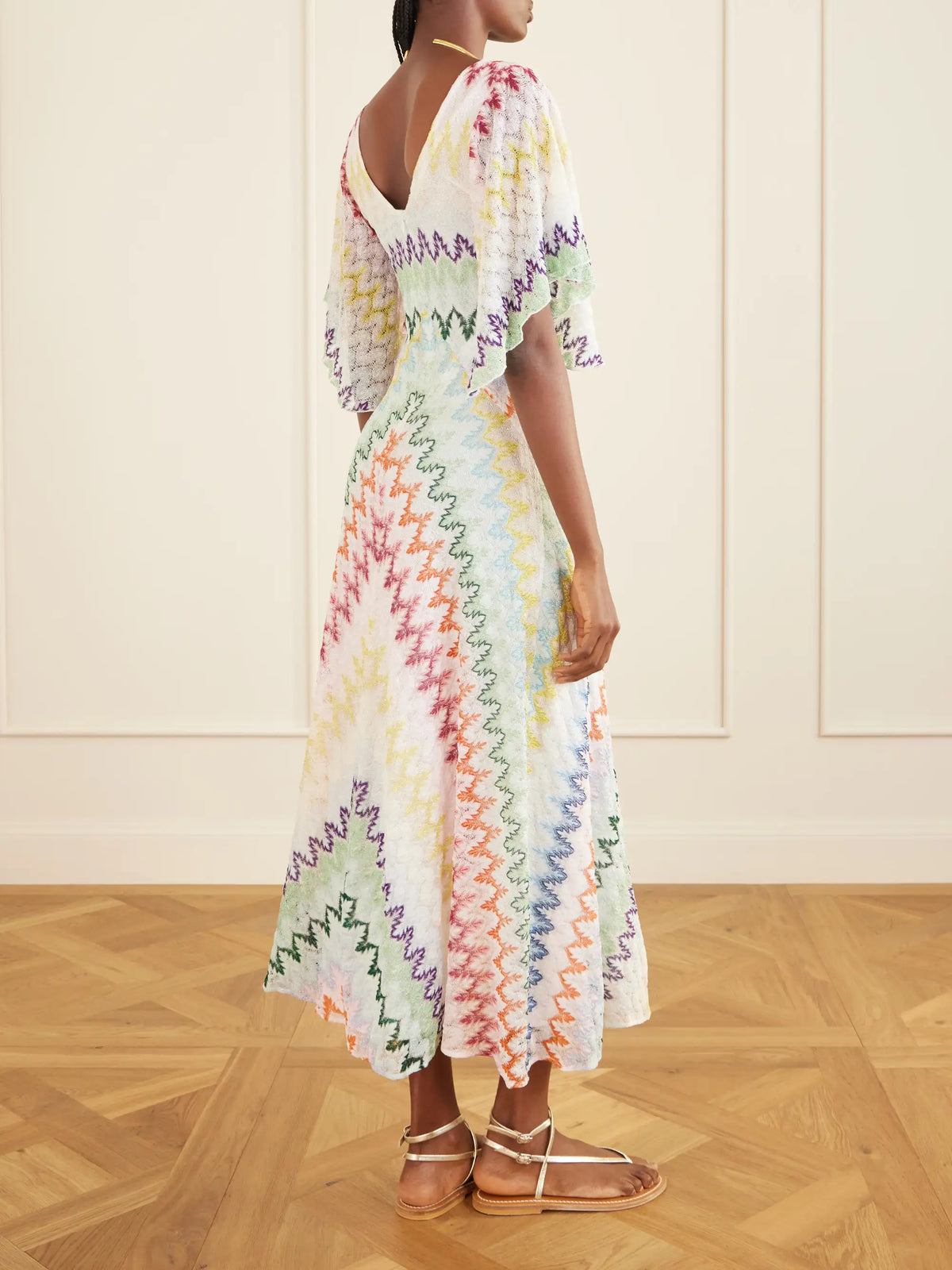 Striped Metallic Crochet-knit Maxi Dress