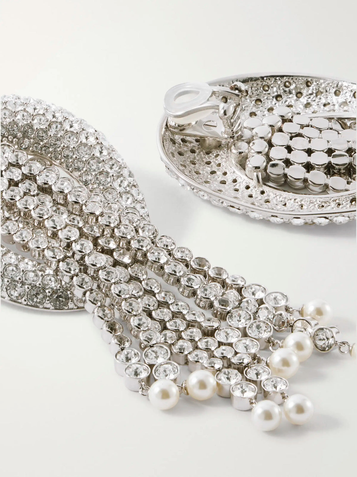 Valentino Garavani Kabarett Silver-tone Crystal And Bead Earrings