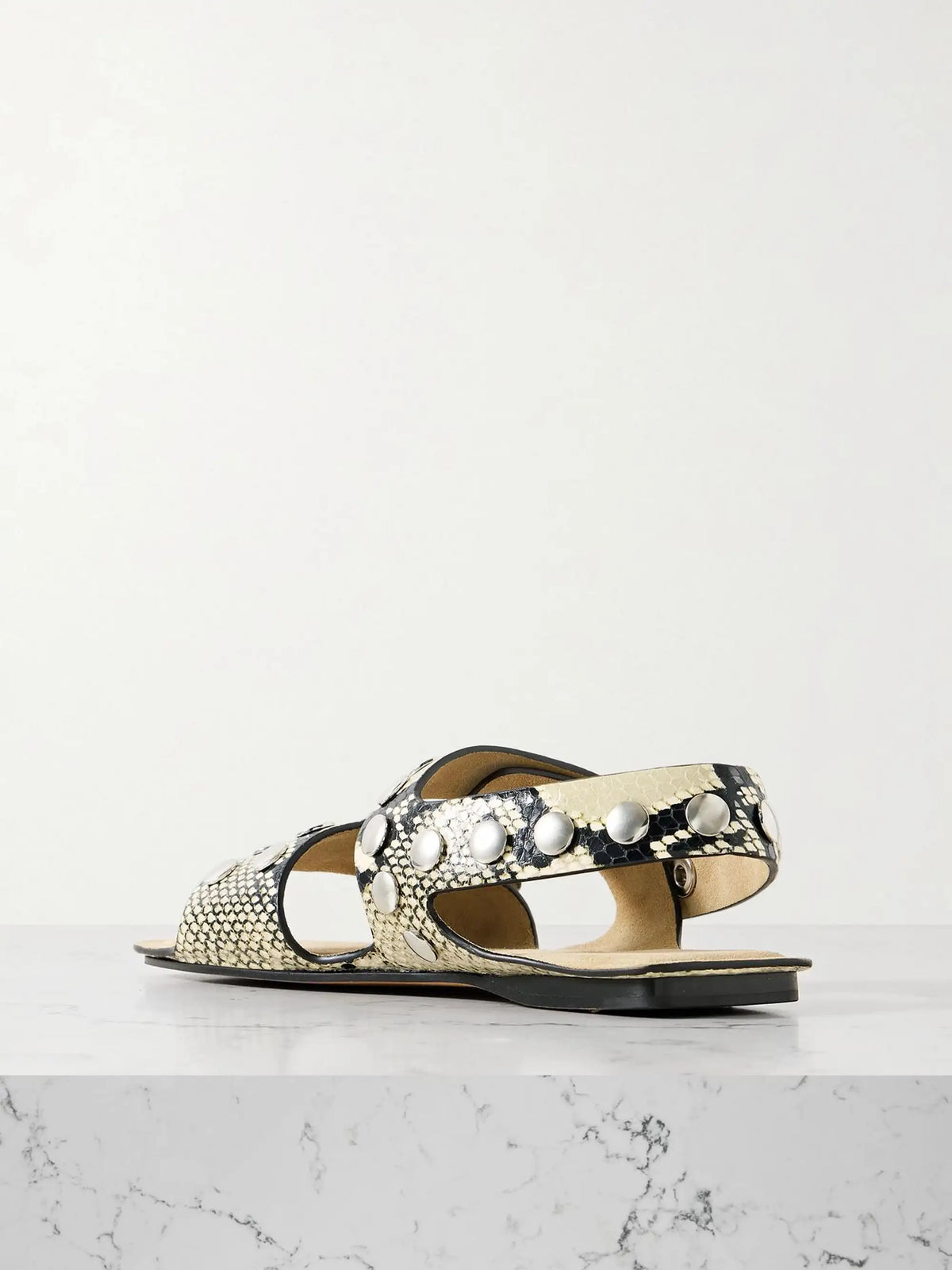 Boden Studded Snake-effect Leather Sandals