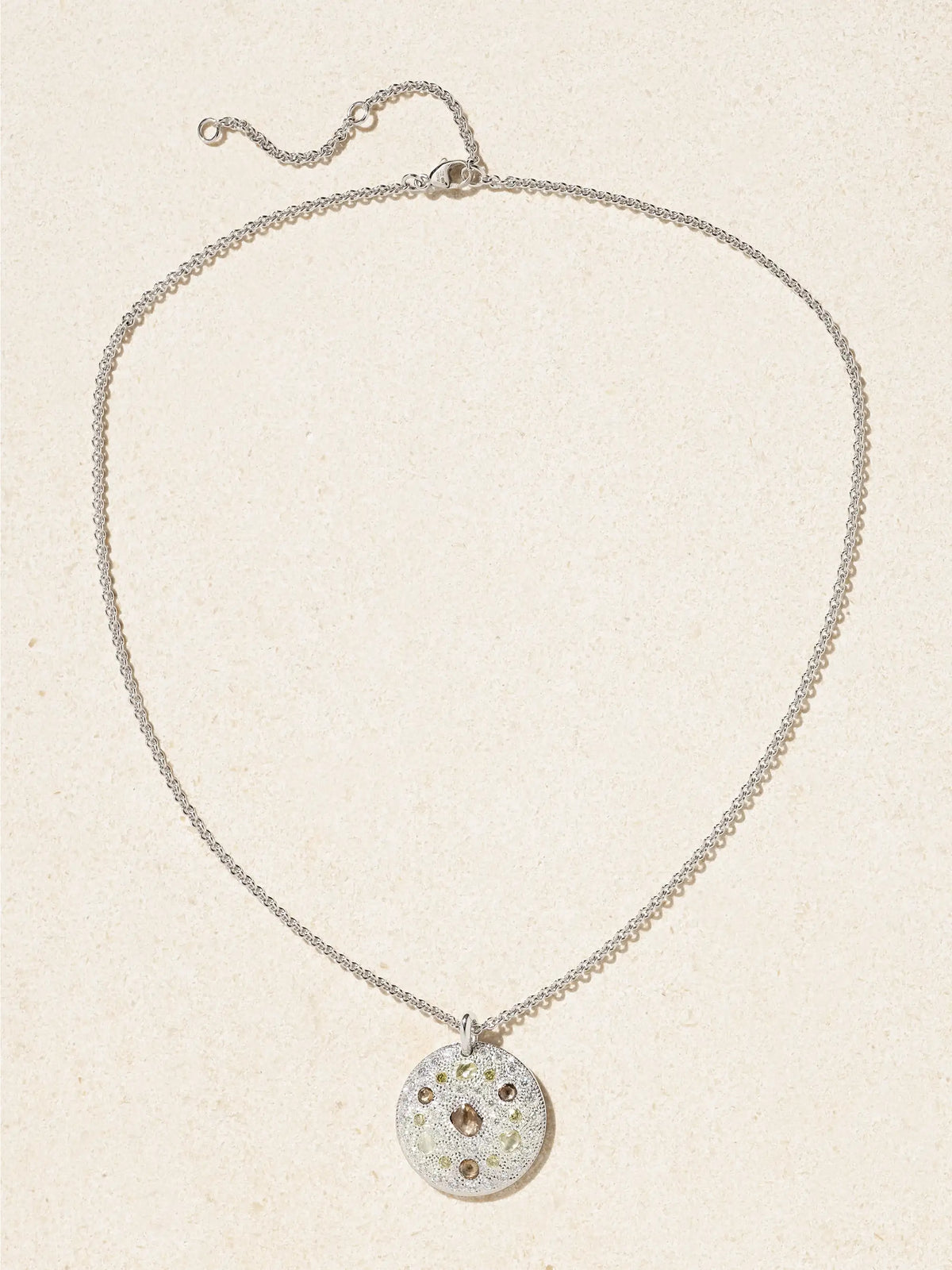 Talisman Medal 18-karat White Gold Diamond Necklace