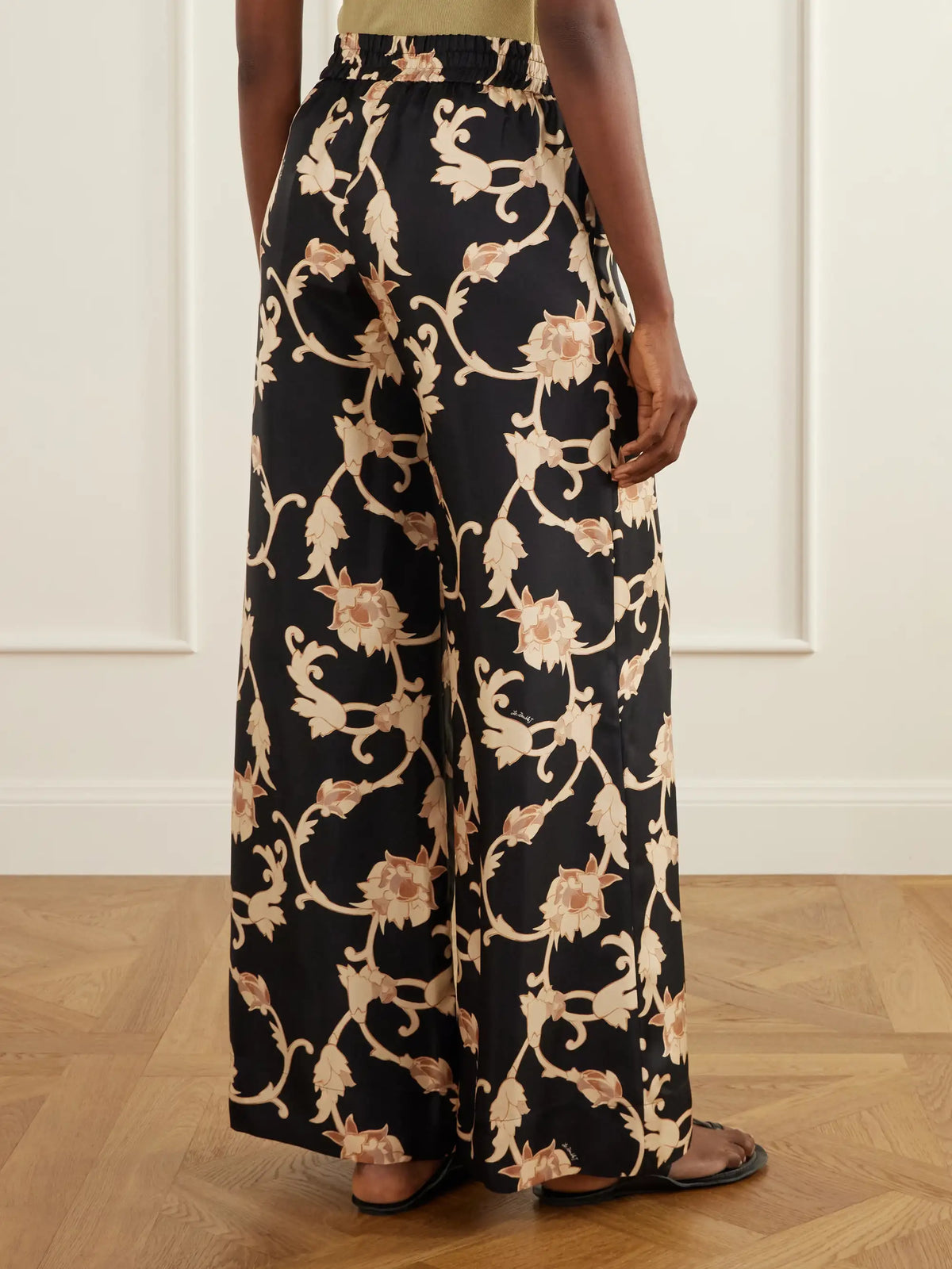 La DoubleJ Palazzo Floral-print Silk-twill Wide-leg Pants
