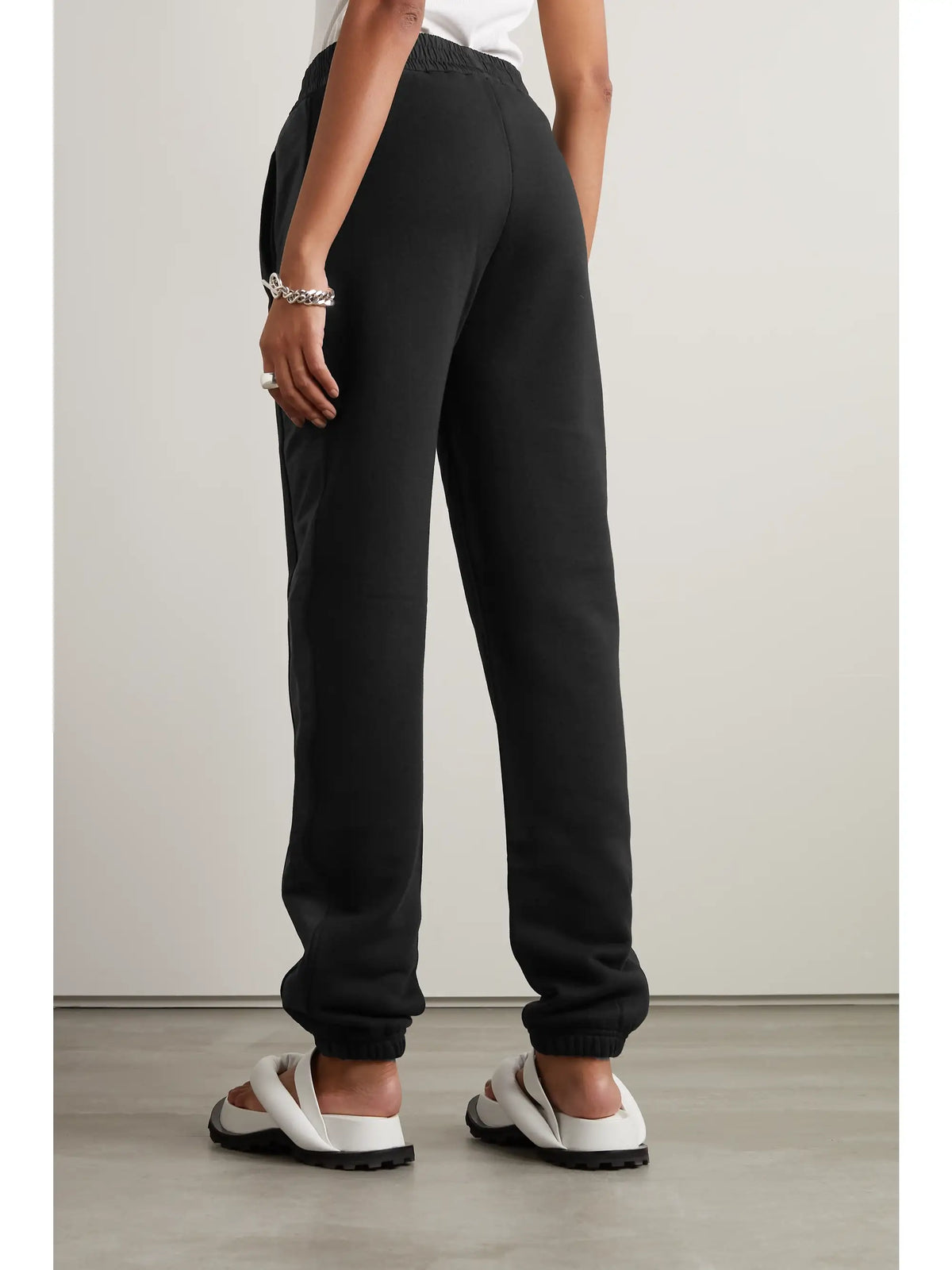 Embellished Shell-trimmed Cotton-jersey Track Pants