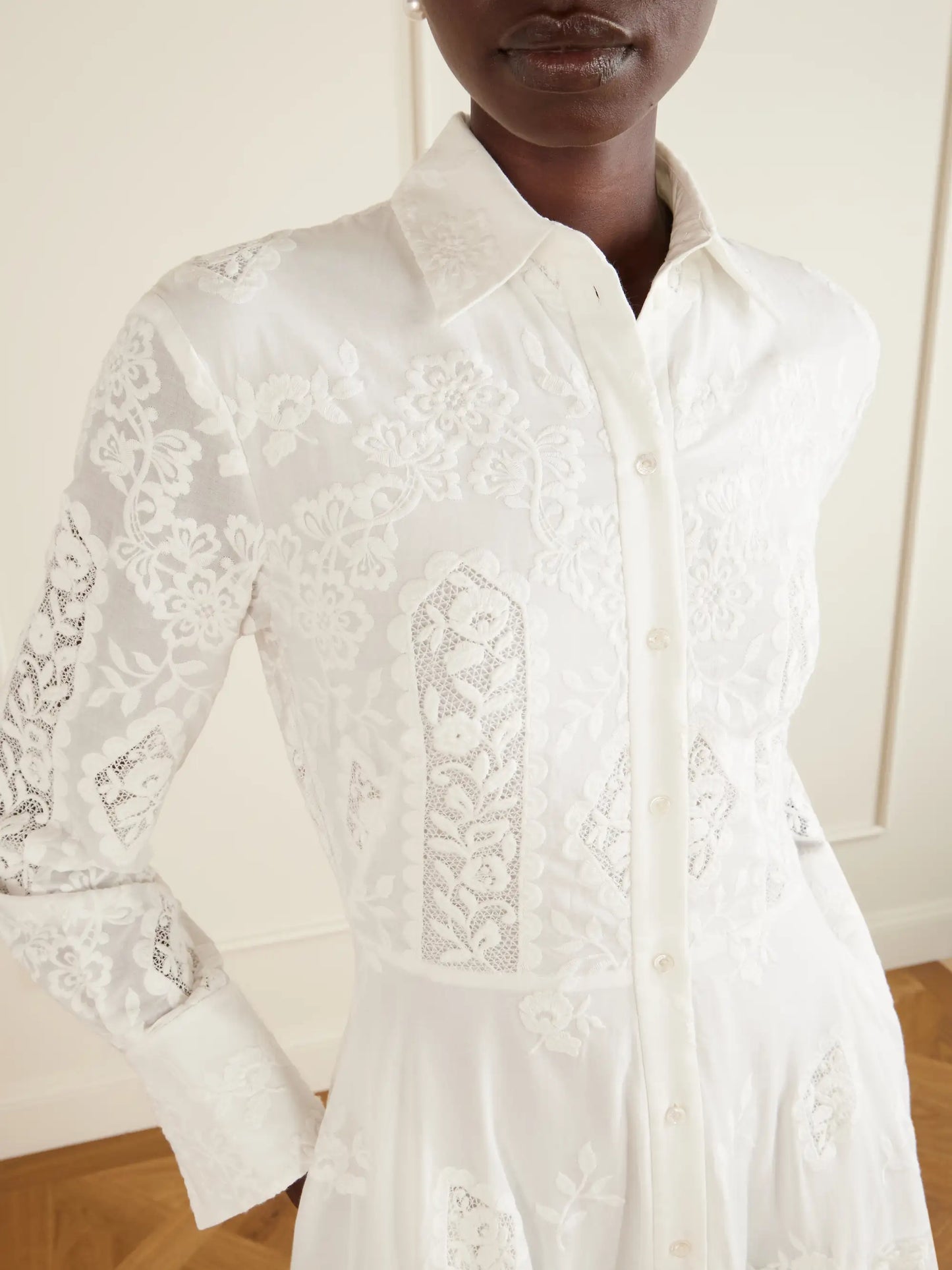 Embroidered Cotton-voile Midi Dress