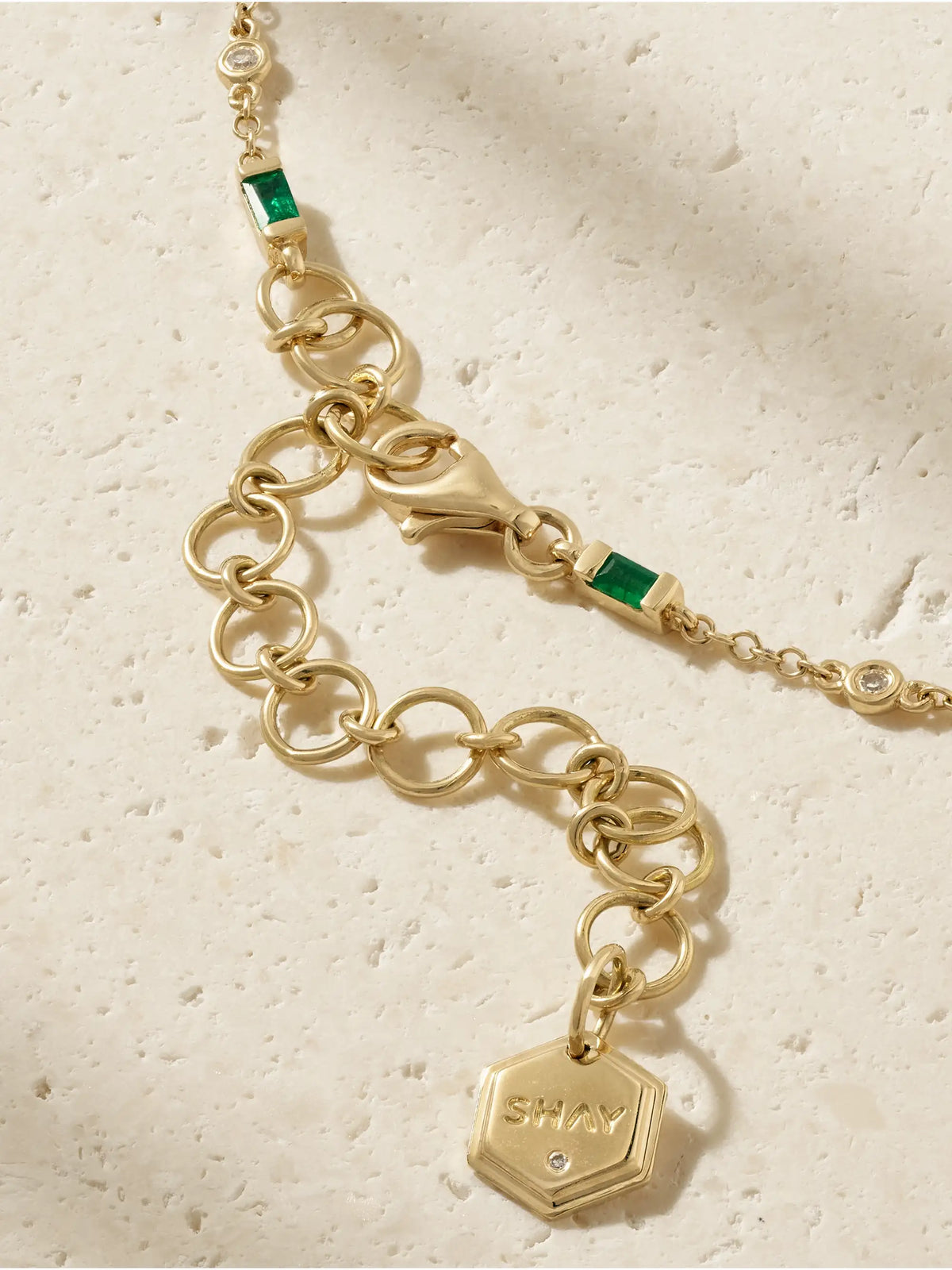 SHAY 18-karat Gold, Emerald And Diamond Necklace