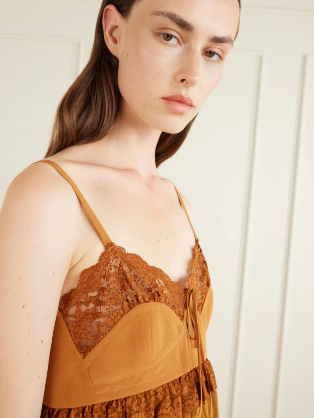 Lace-trimmed Silk Crepe Tank