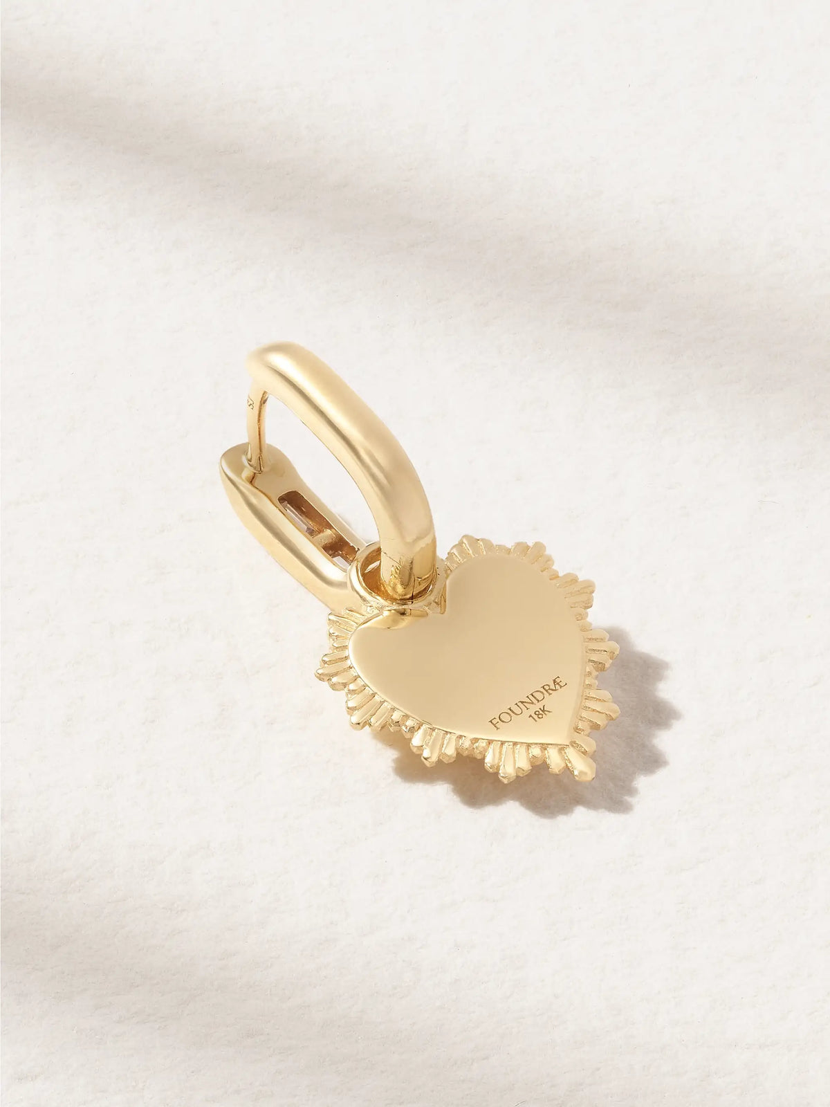 Heart Pave Initial Petite Baguette Fob 18-karat Gold Diamond Single Earring