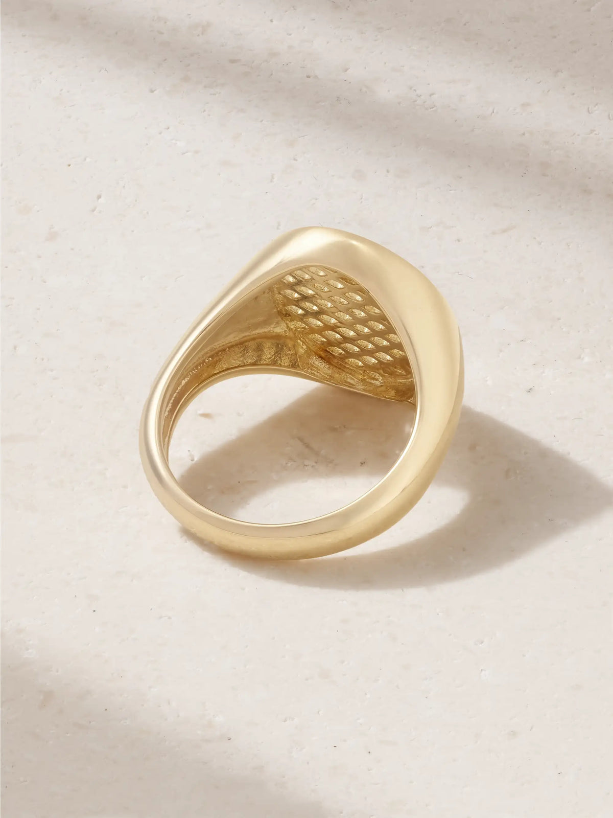 Oval Fishnet 14-karat Diamond Signet Ring