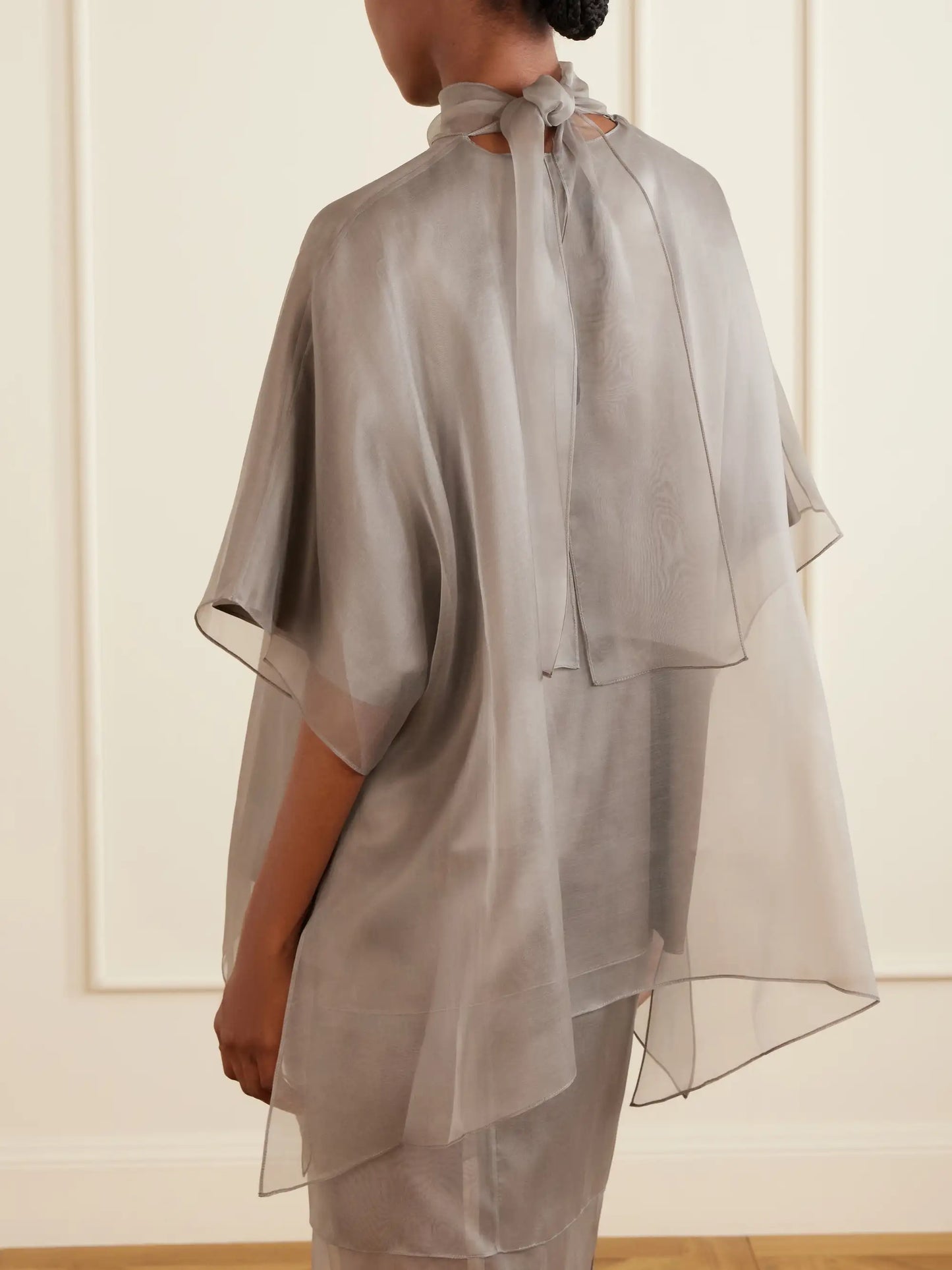 The Cali Tie-detailed Layered Silk-organza Blouse