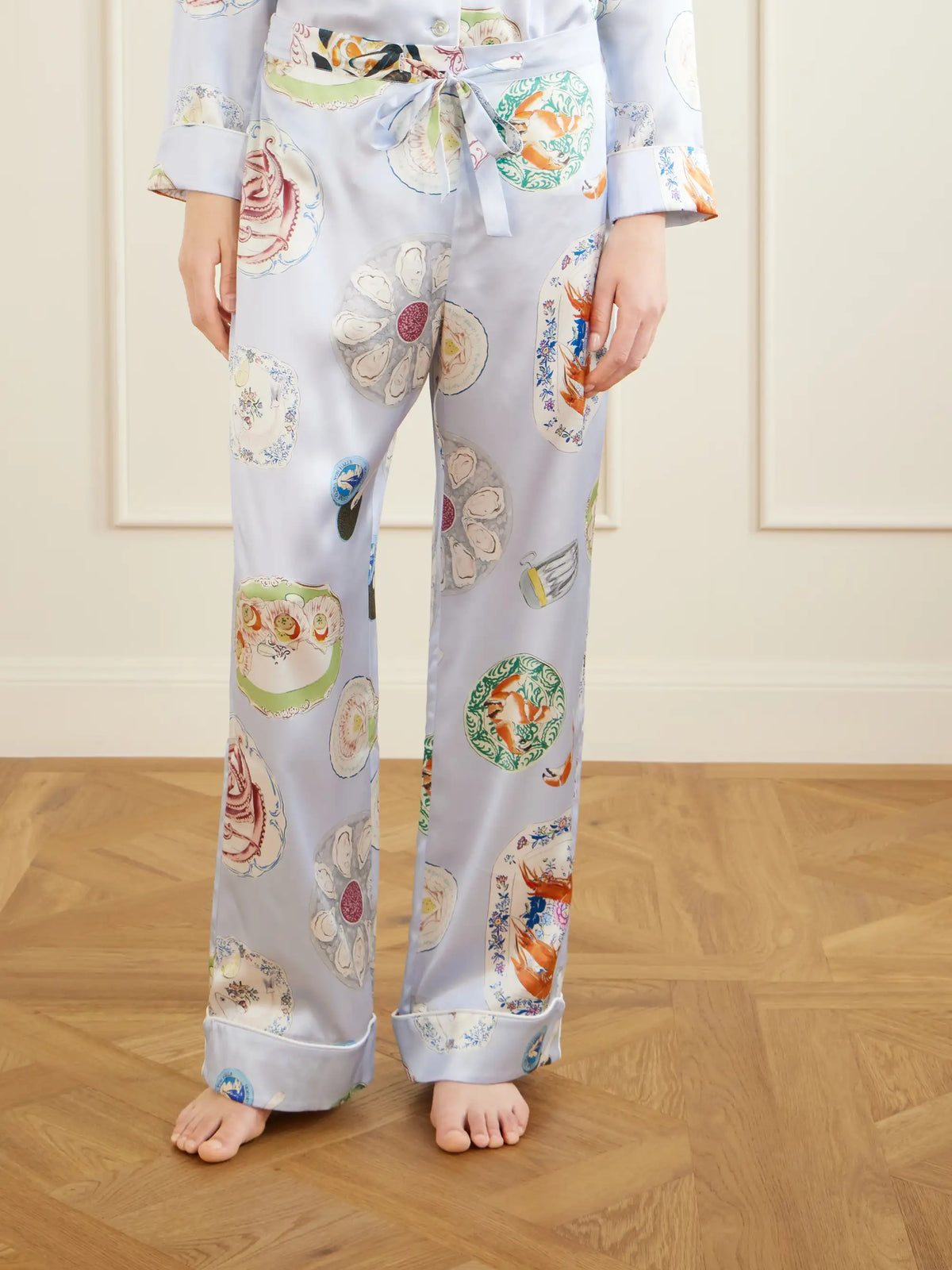 Lila Printed Silk-satin Pajama Set