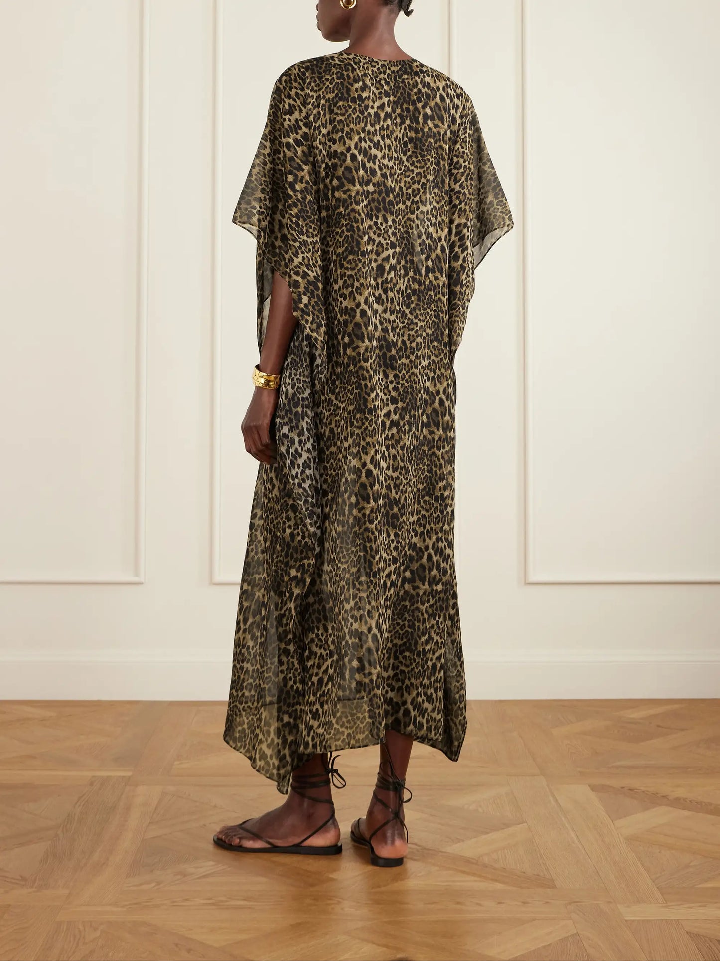 Erica Leopard-print Silk Crepe De Chine Kaftan