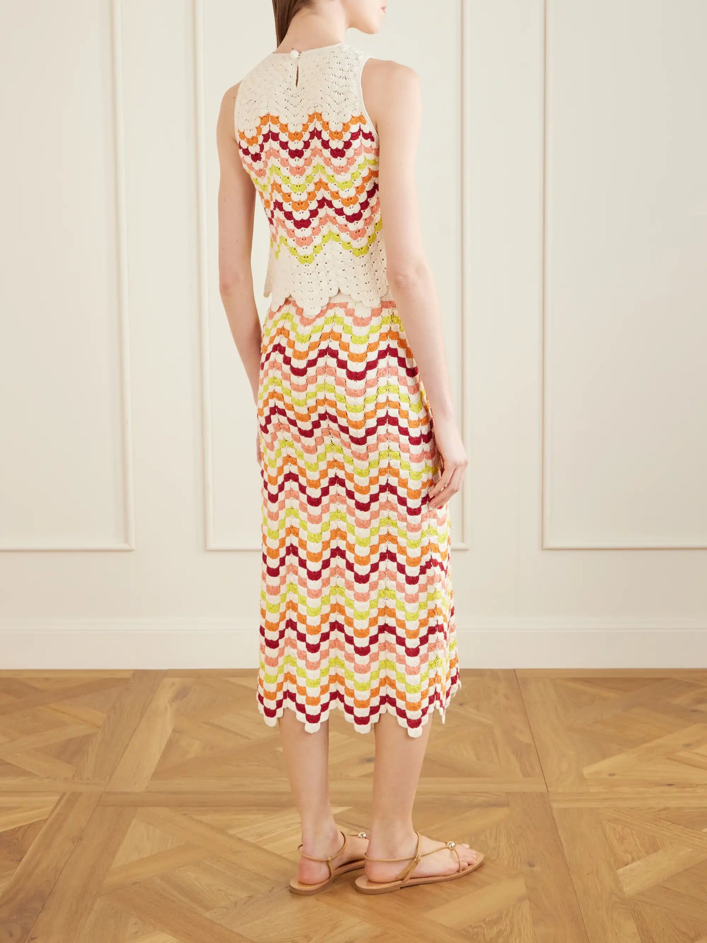 Cuenca Striped Crocheted Cotton Tank