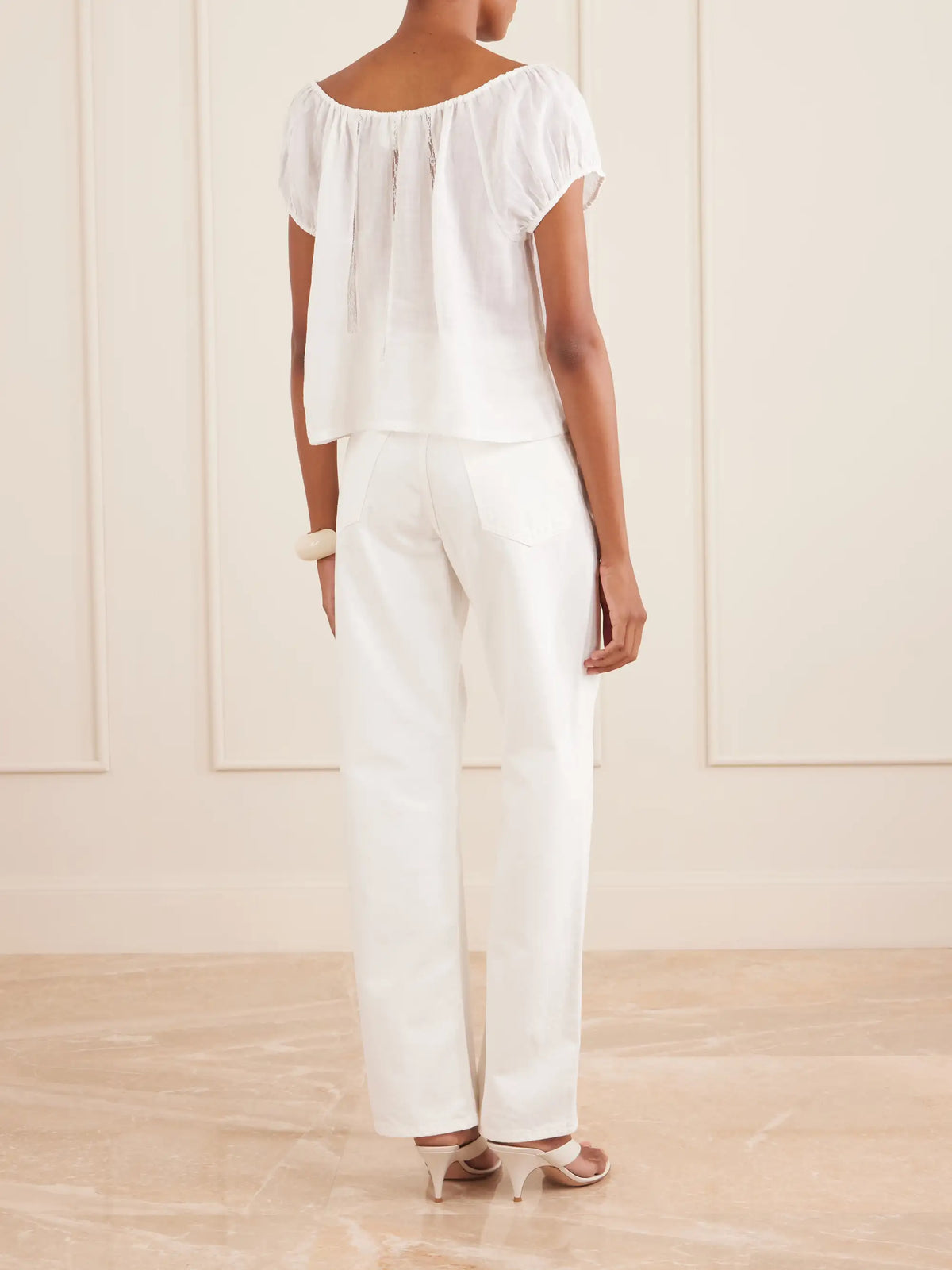 Tatev Tie-detailed Lace-trimmed Ramie Blouse