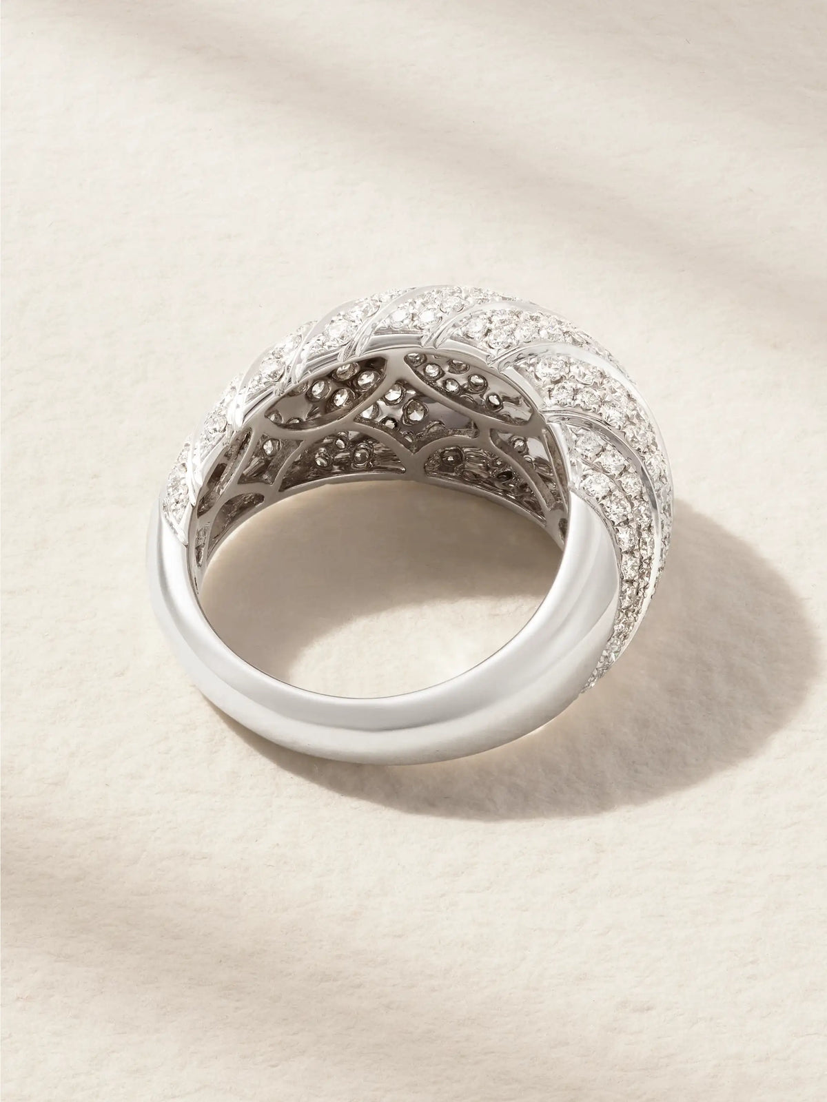 Domed 18-karat White Gold Diamond Ring