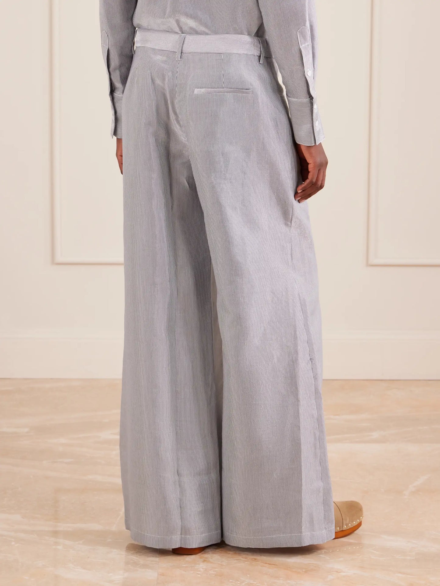 Dylan Striped Cotton-blend Gabardine Wide-leg Pants