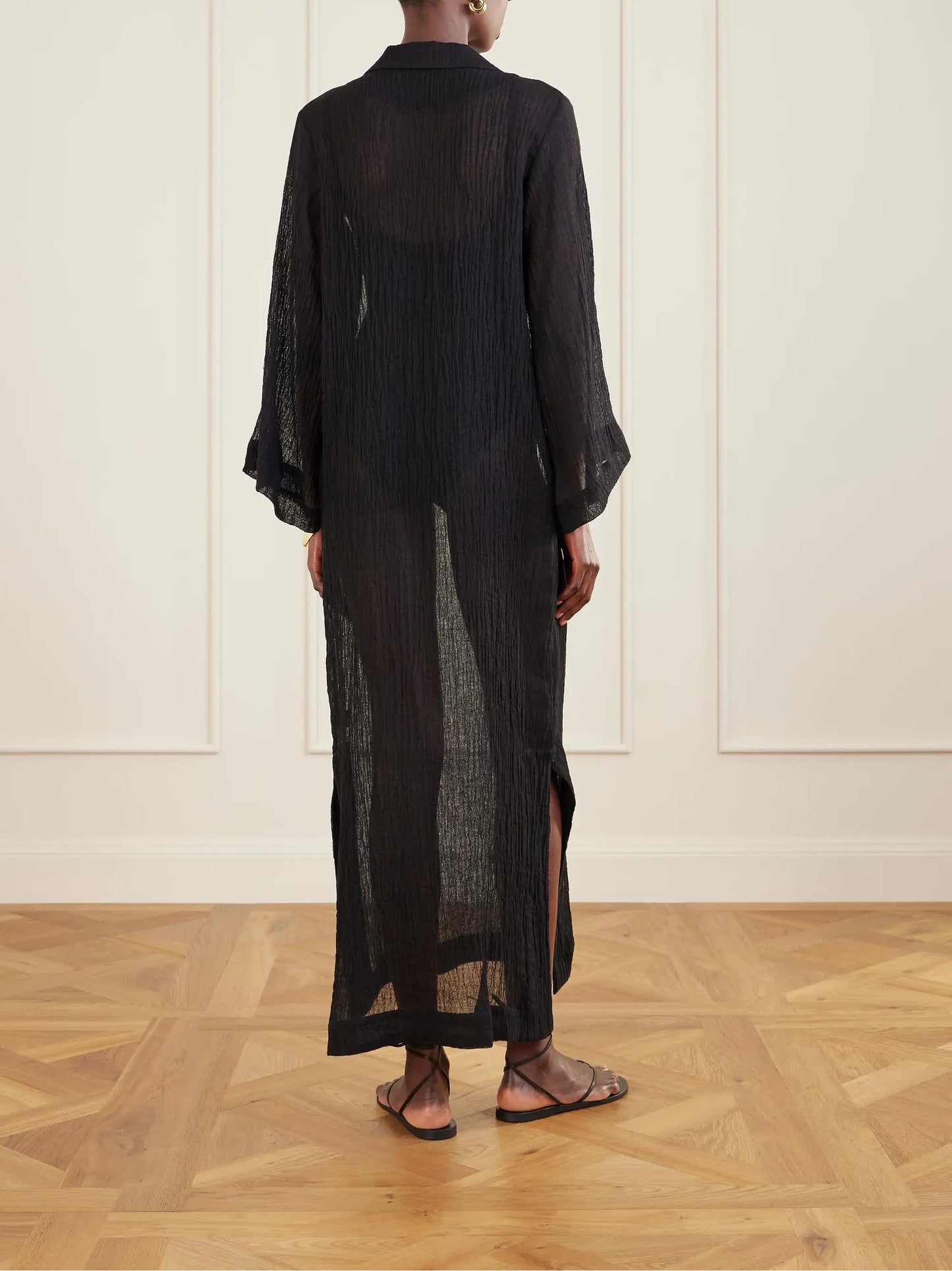 Crinkled Linen-blend Gauze Kaftan