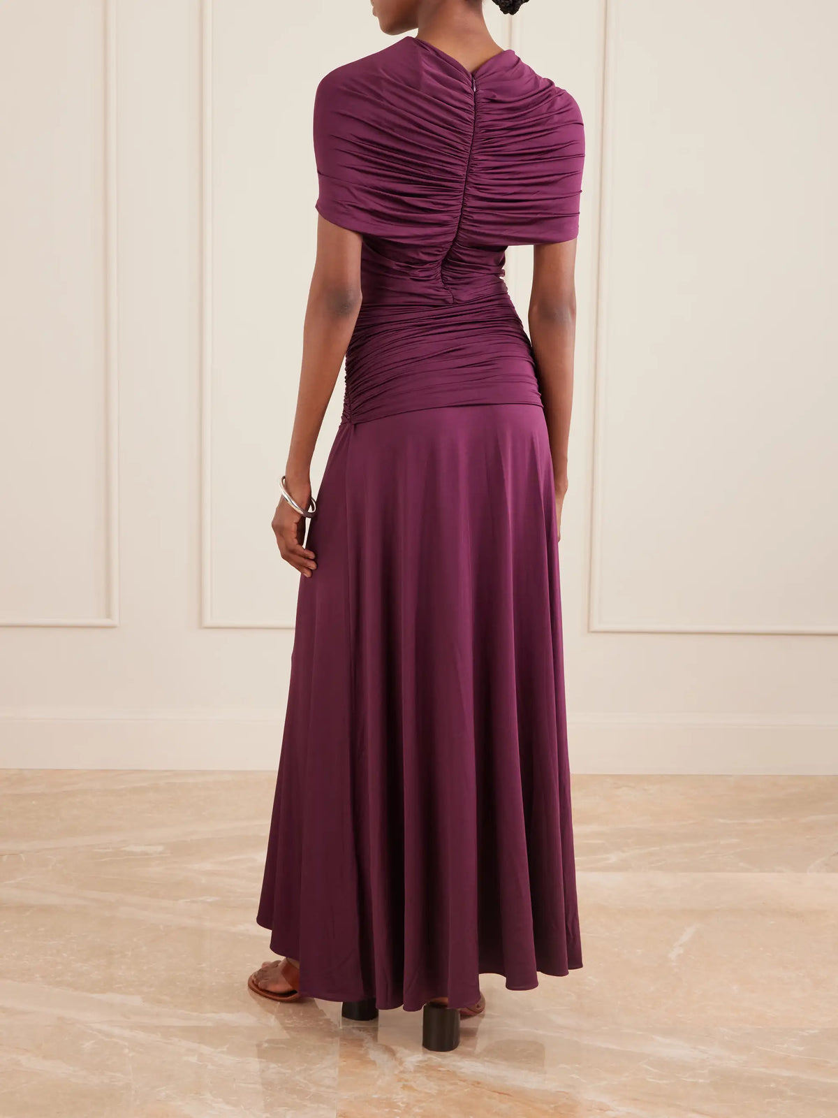 Self-Portrait Gathered Jersey Maxi Dress