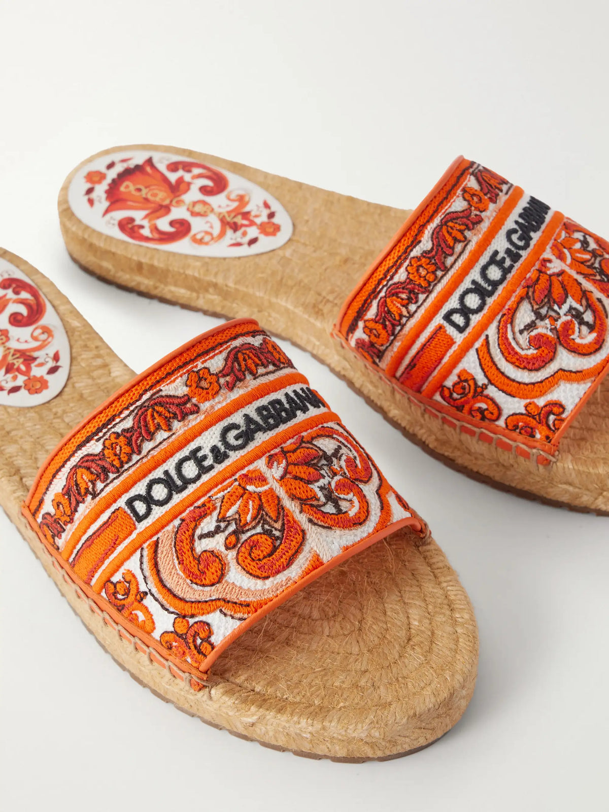 Embroidered Leather-trimmed Espadrille Sandals