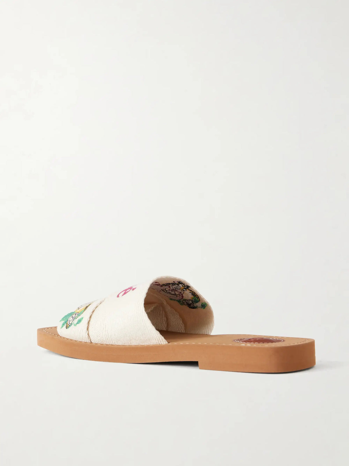 Embroidered Linen-trim Sandals