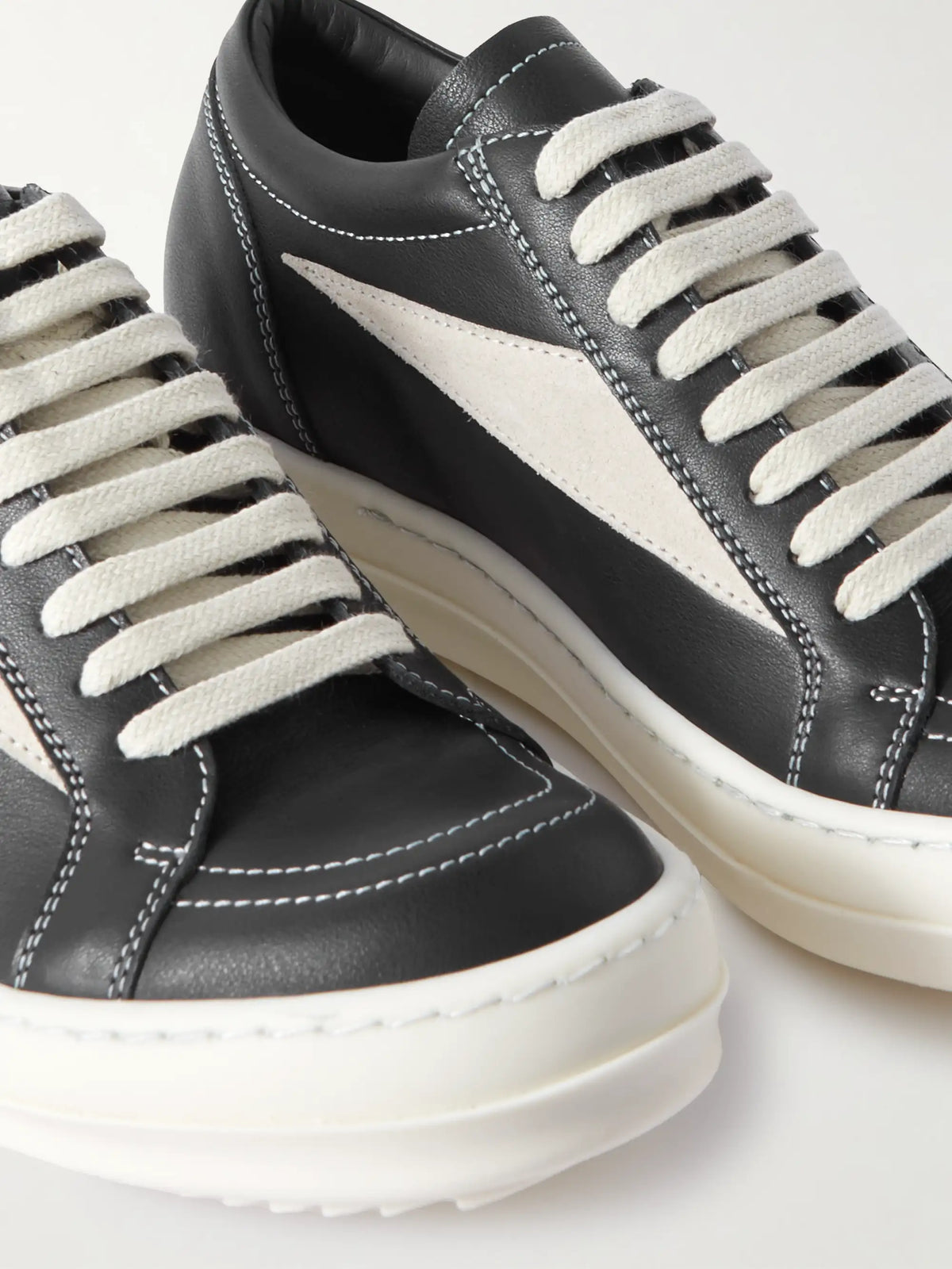 Vintage Suede-trimmed Leather Sneakers
