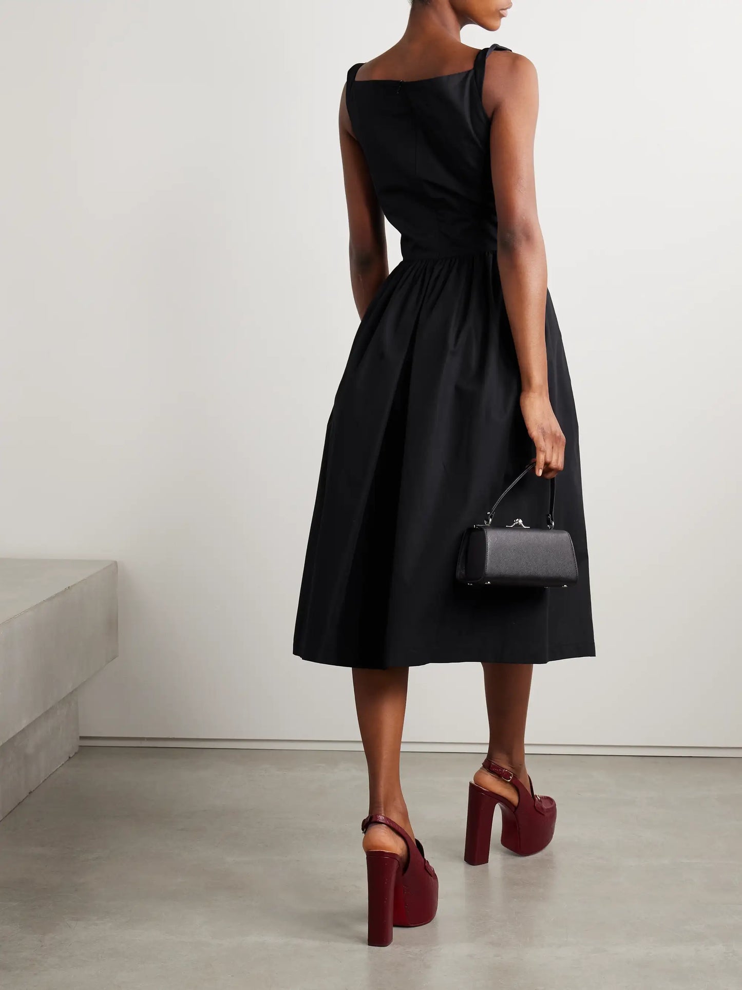 Sunday Gathered Cotton-poplin Midi Dress