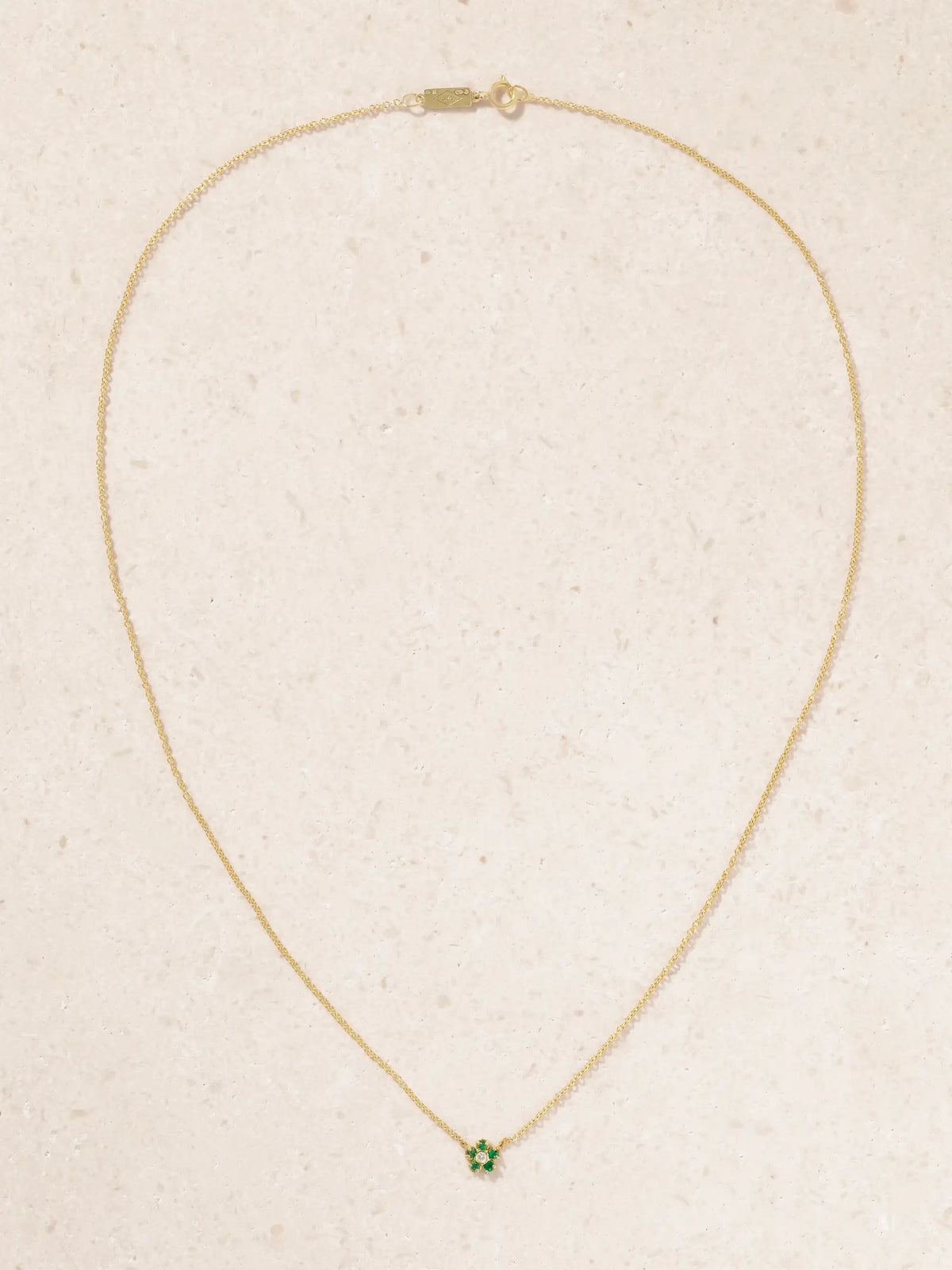 Jennifer Meyer Mini Flower 18-karat Gold, Emerald And Diamond Necklace