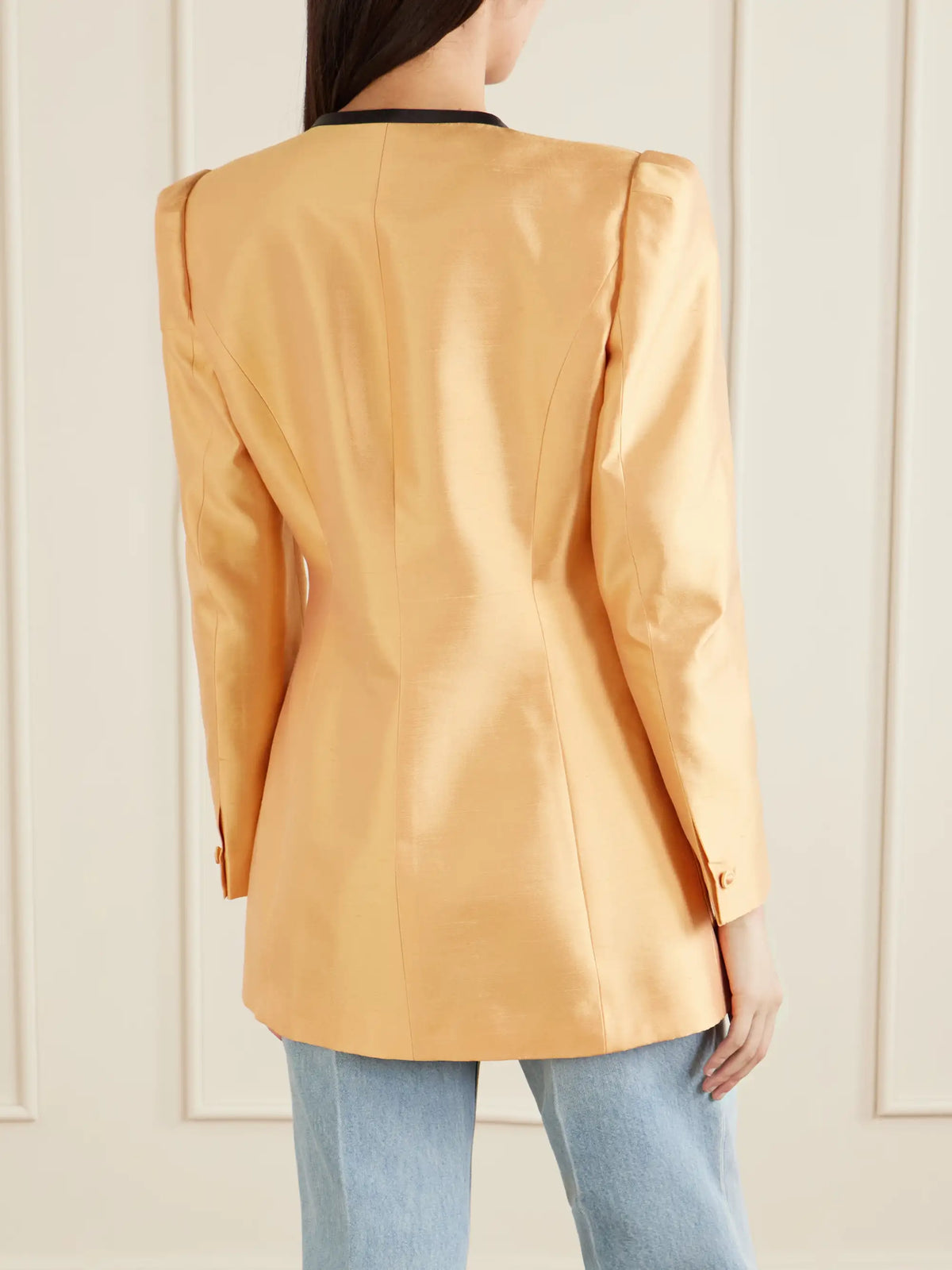Bow-detailed Silk Shantung Jacket