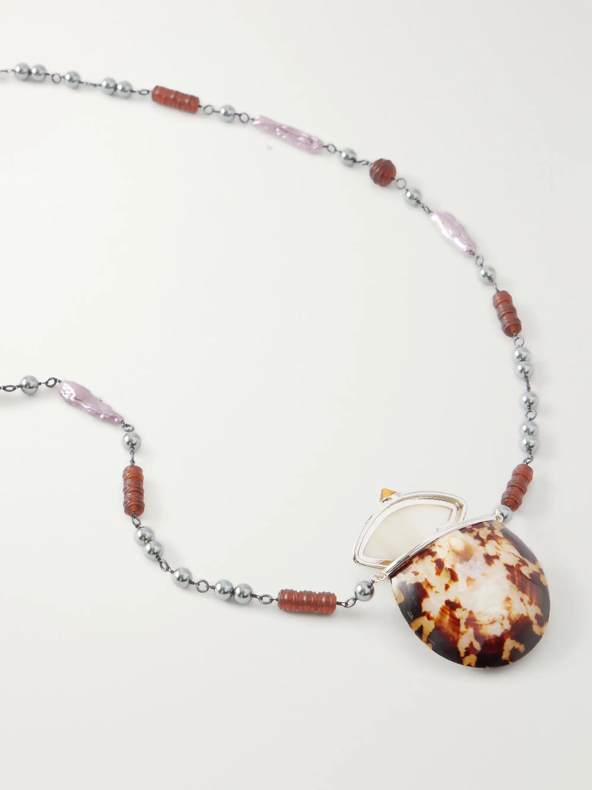 Shell Silver-tone Beaded Necklace