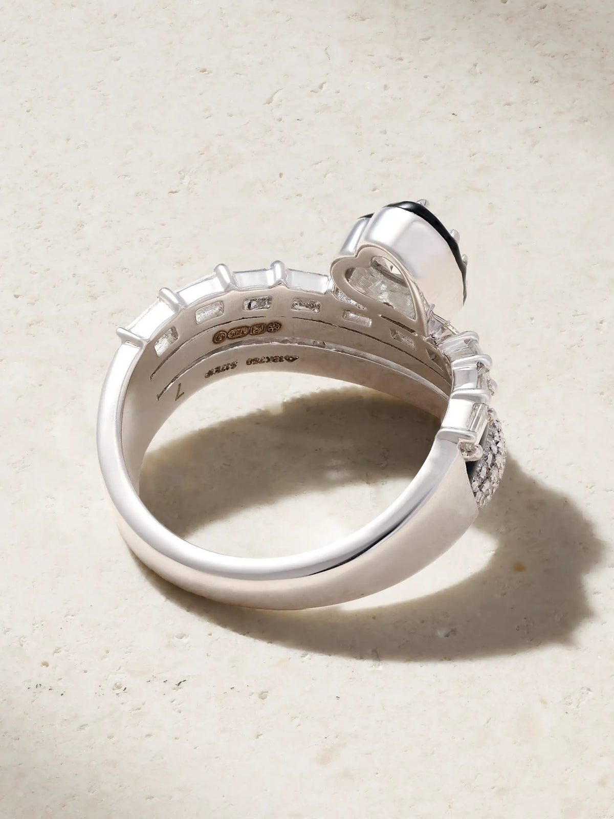 Heart 18-karat White Gold, Diamond And Enamel Ring