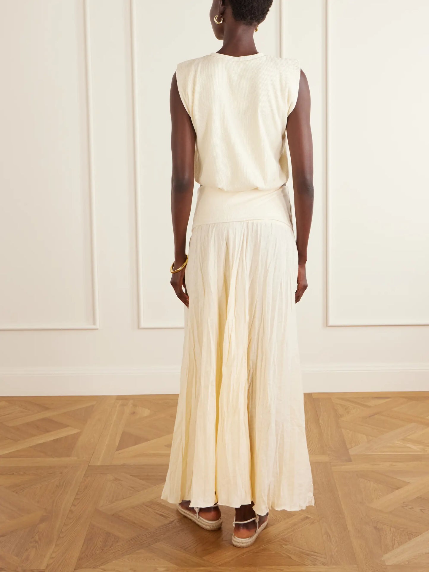 Light And Sound Linen-blend Jersey Maxi Skirt