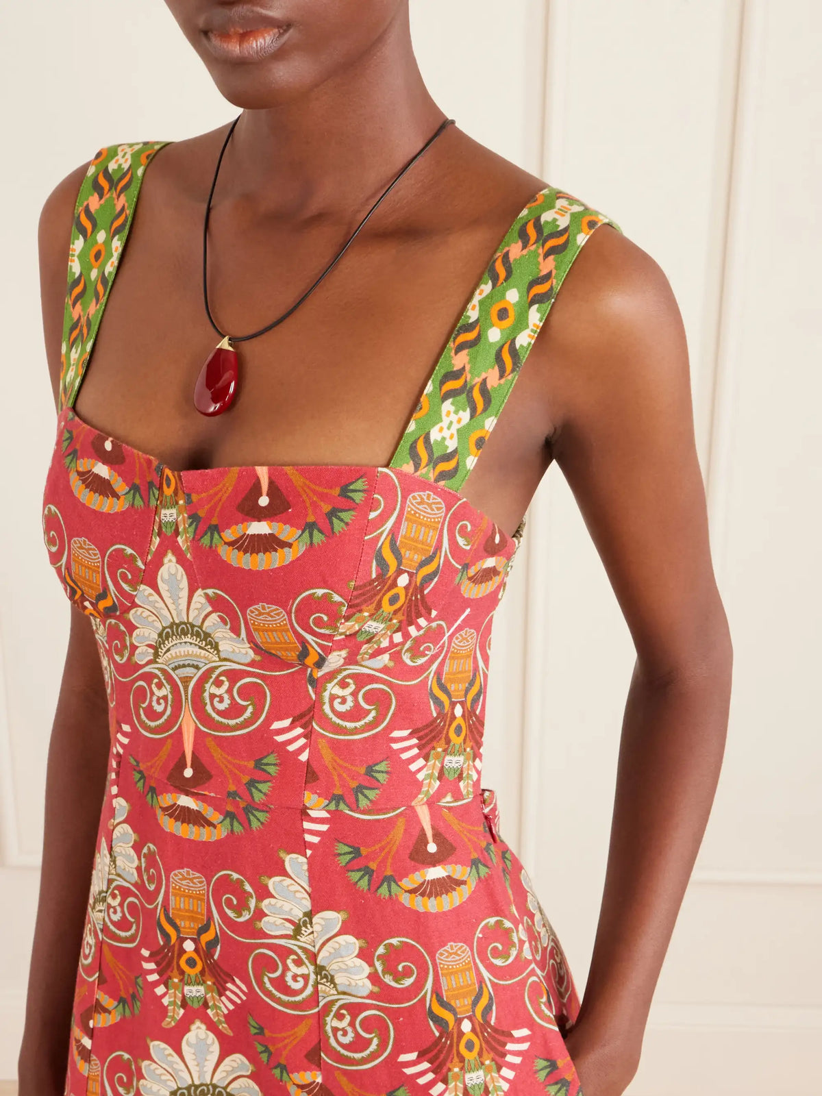 Emporio Sirenuse Azzurra Open-back Floral-print Linen And Cotton-blend Midi Dress