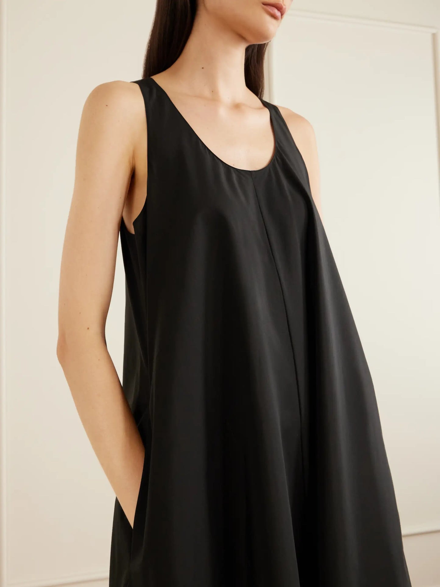Gathered Cotton And Nylon-blend Maxi Dress