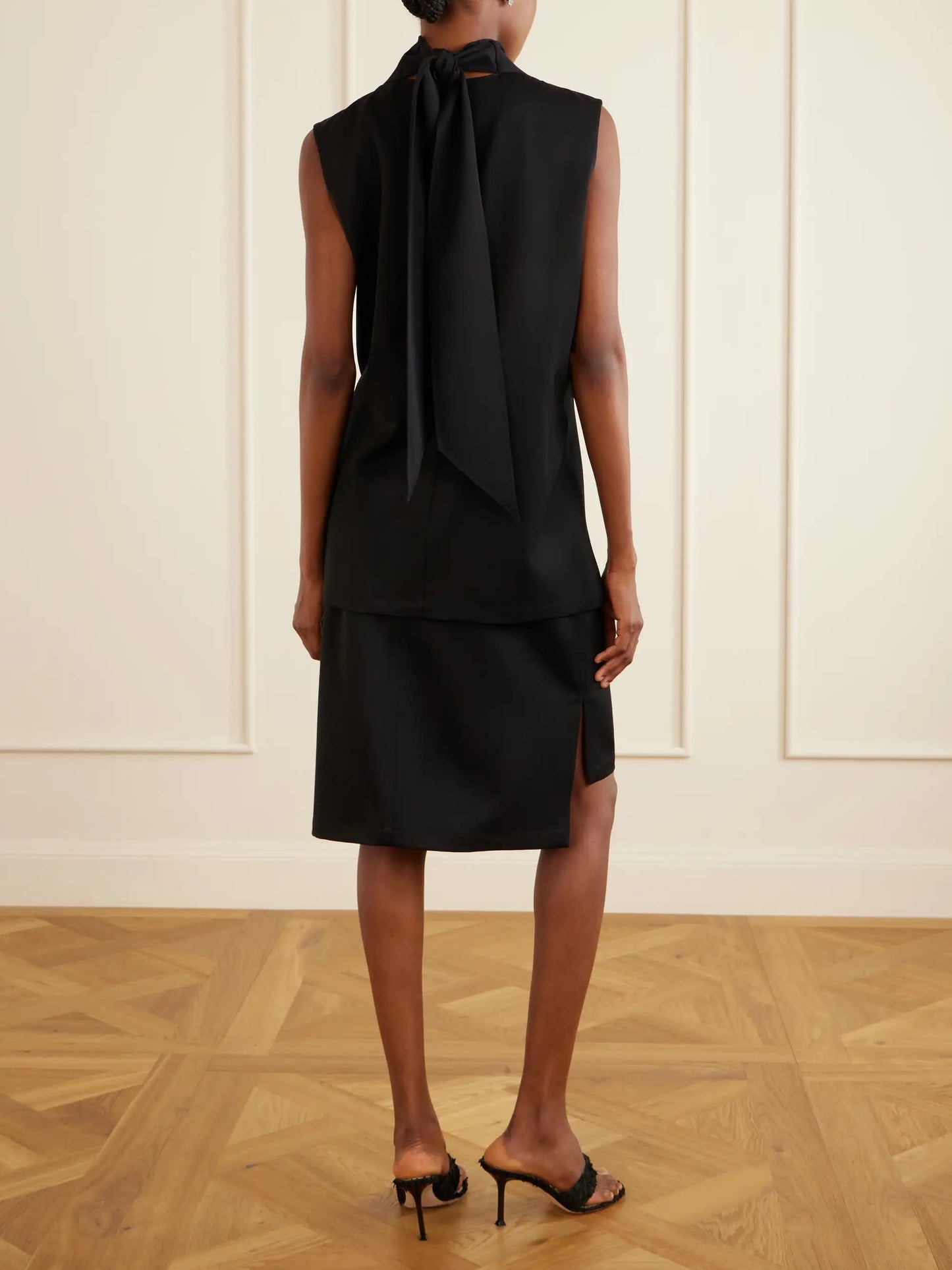 The Noa Gathered Wool-twill Turtleneck Mini Dress