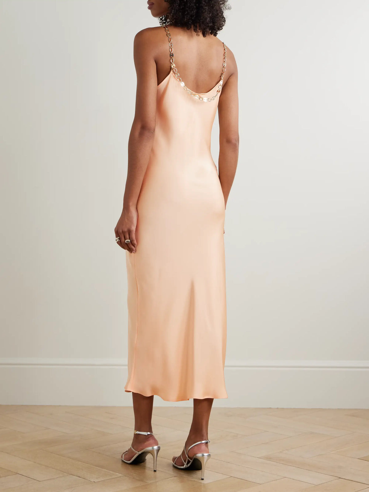 Chain-embellished Crepe Midi Dress