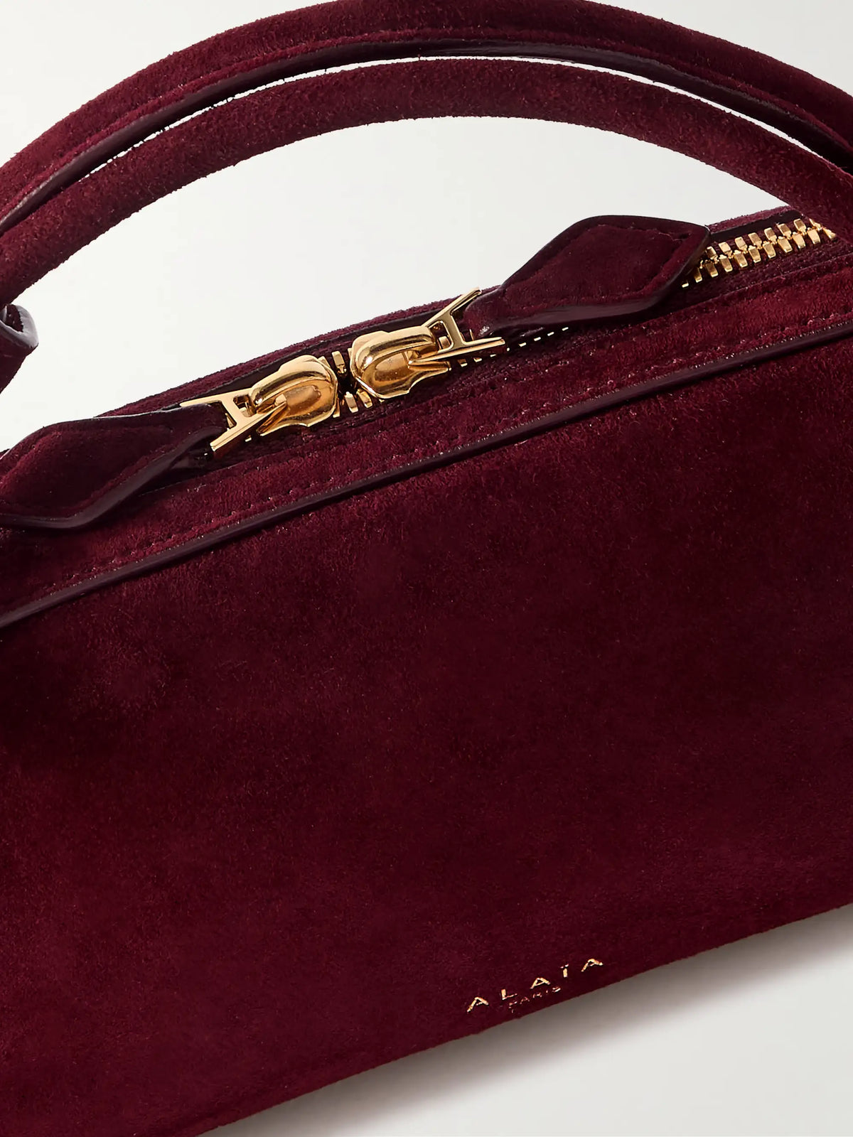 Le Teckel Leather-trimmed Suede Clutch