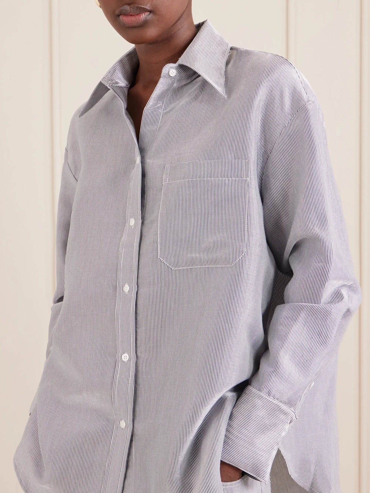 Big Joe Striped Cotton-blend Garbardine Shirt
