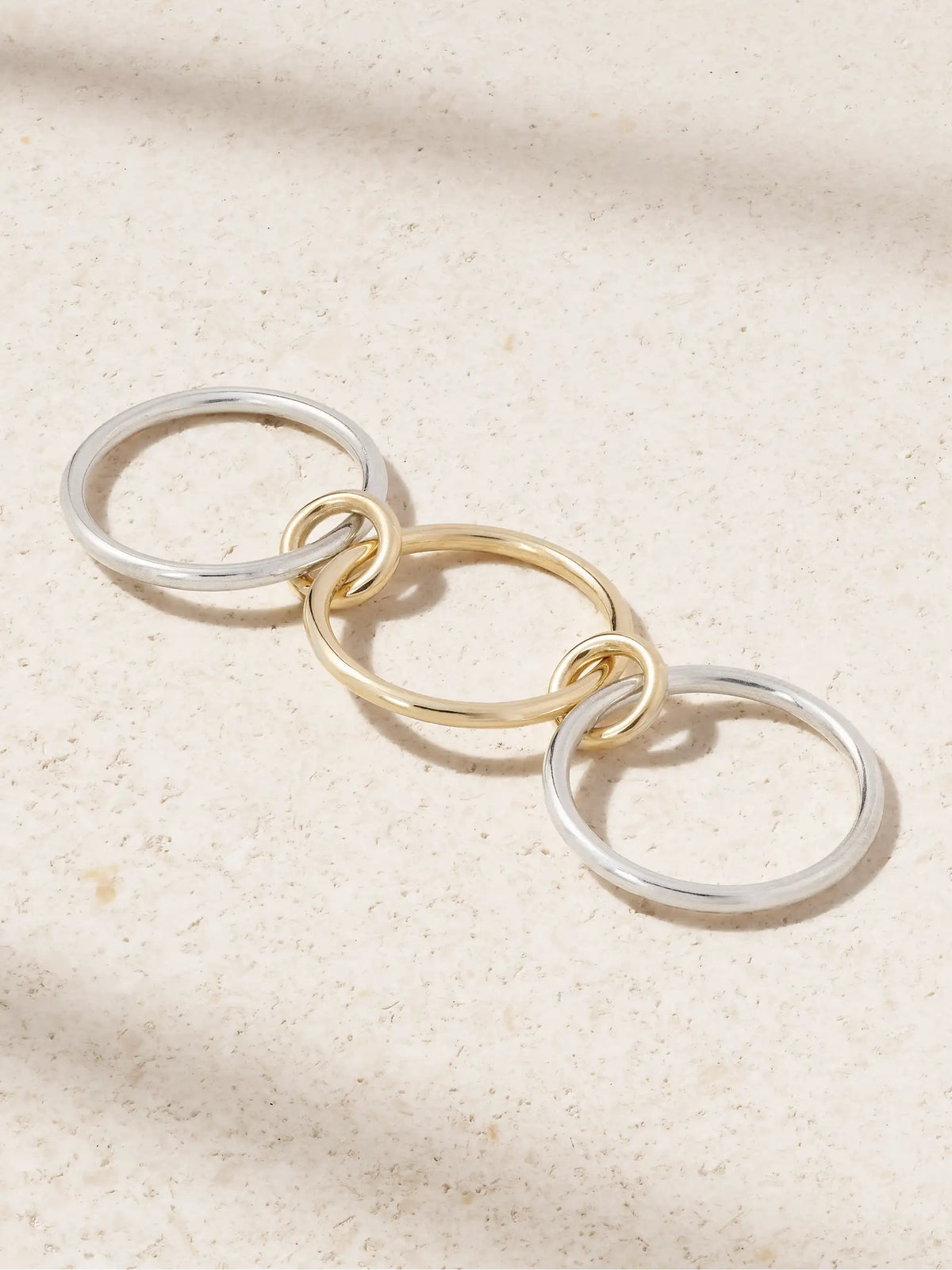 Solarium Set Of Three 18-karat Gold And Sterling Silver Rings
