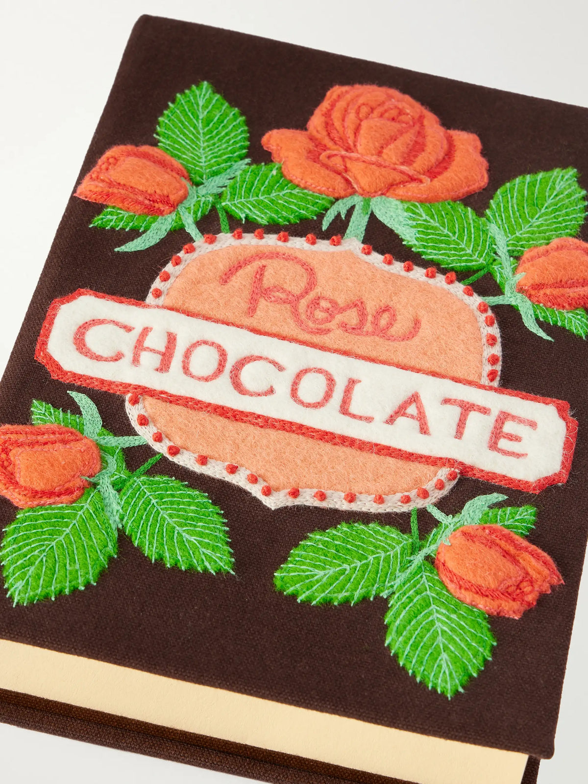 Olympia Le-Tan Rose Chocolate Embroidered Canvas Clutch
