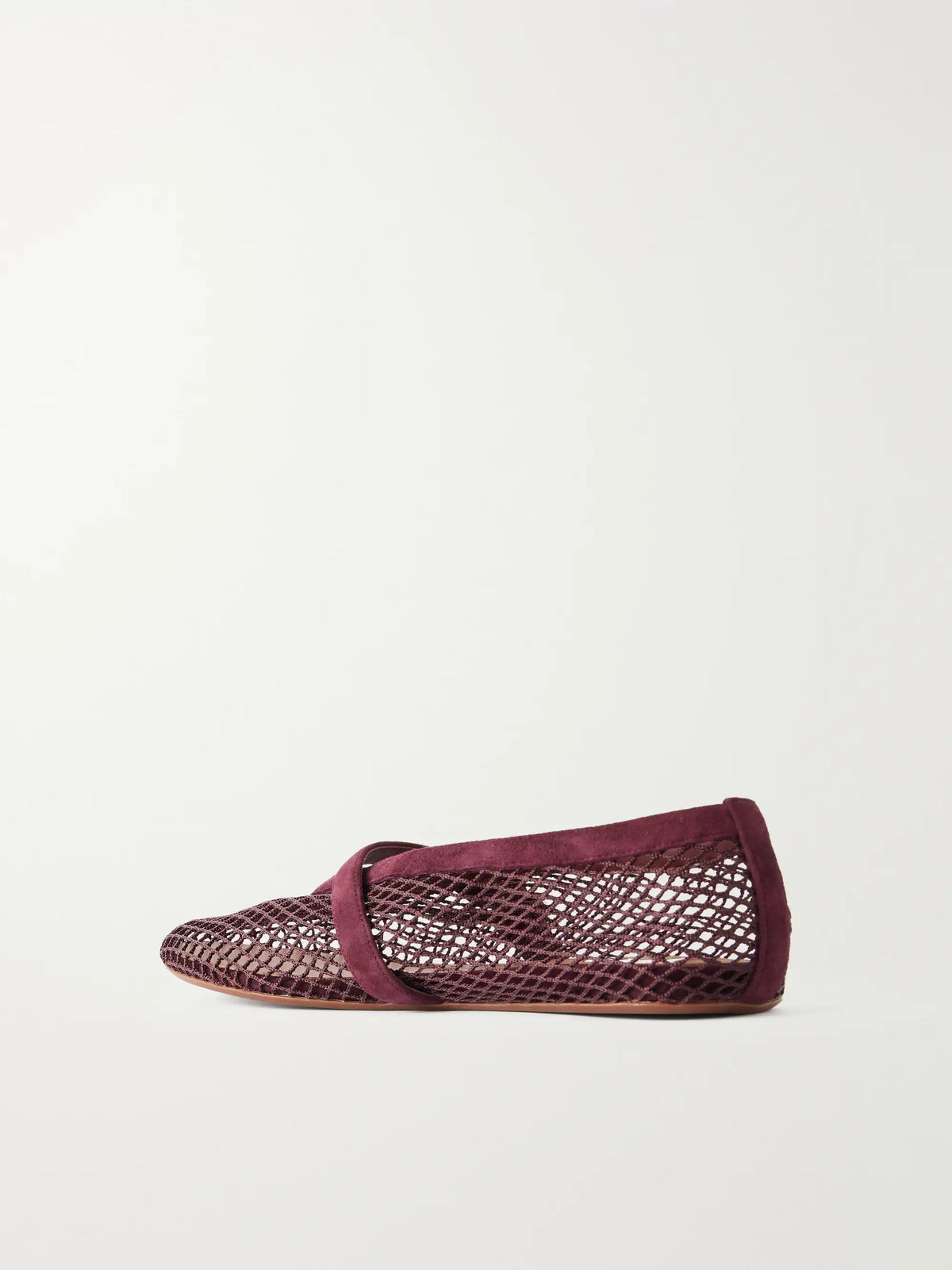 Patent Leather-trimmed Mesh Ballet Flats